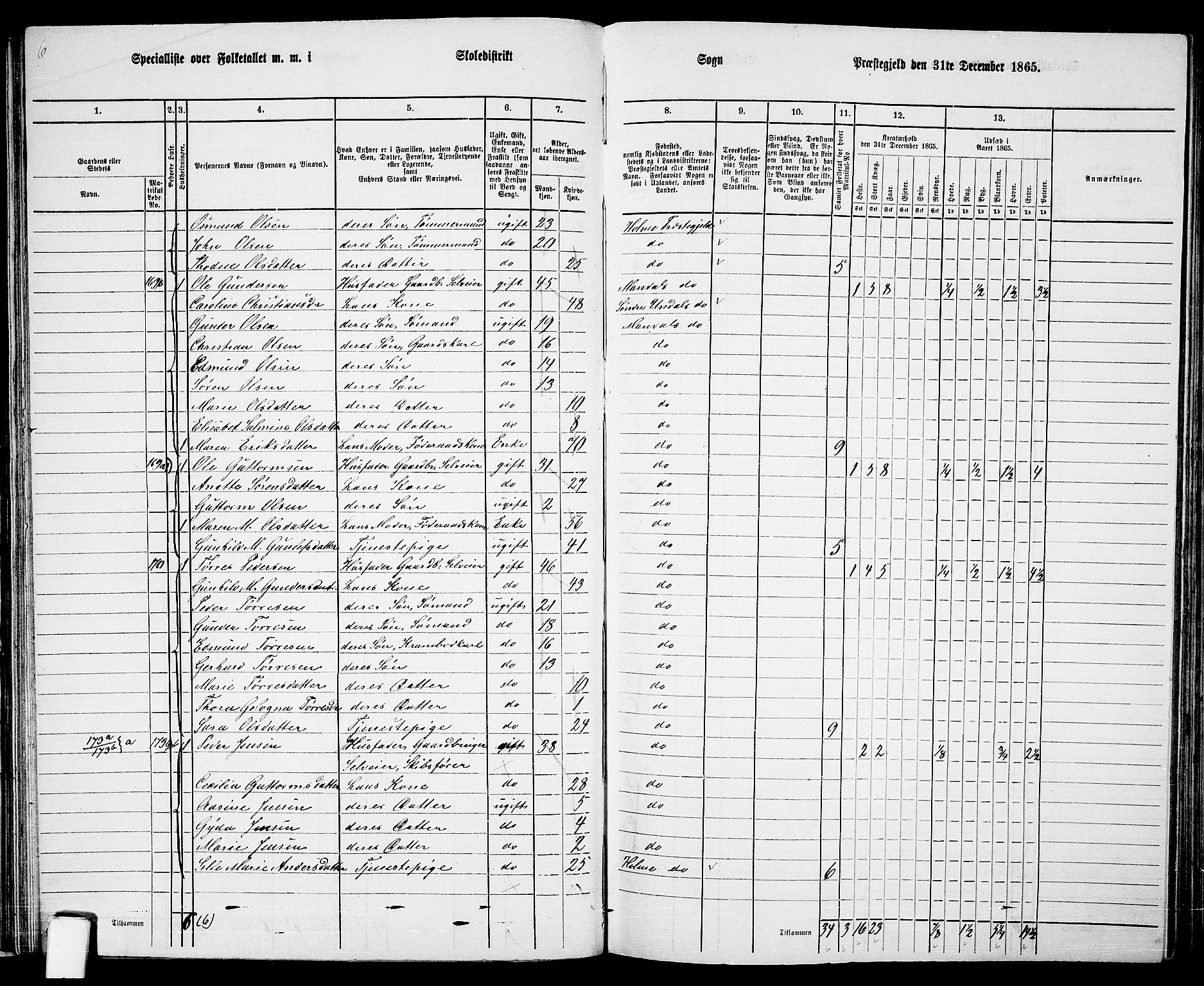 RA, 1865 census for Mandal/Halse og Harkmark, 1865, p. 50