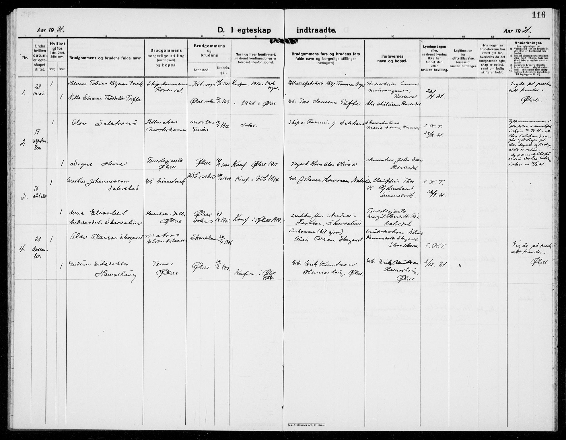 Kvinnherad sokneprestembete, AV/SAB-A-76401/H/Hab: Parish register (copy) no. E 2, 1922-1940, p. 116