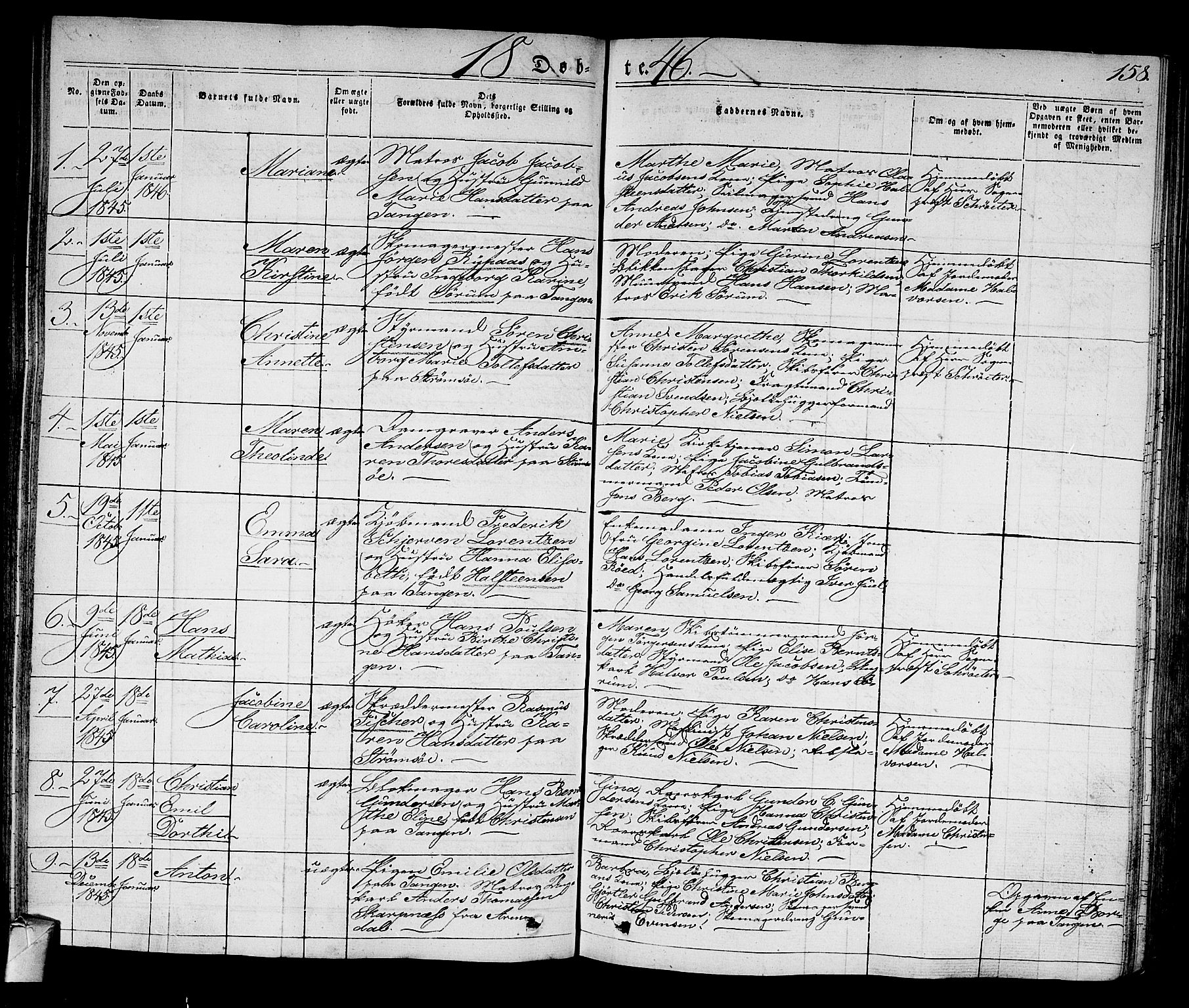 Strømsø kirkebøker, AV/SAKO-A-246/F/Fa/L0012: Parish register (official) no. I 12, 1830-1847, p. 158