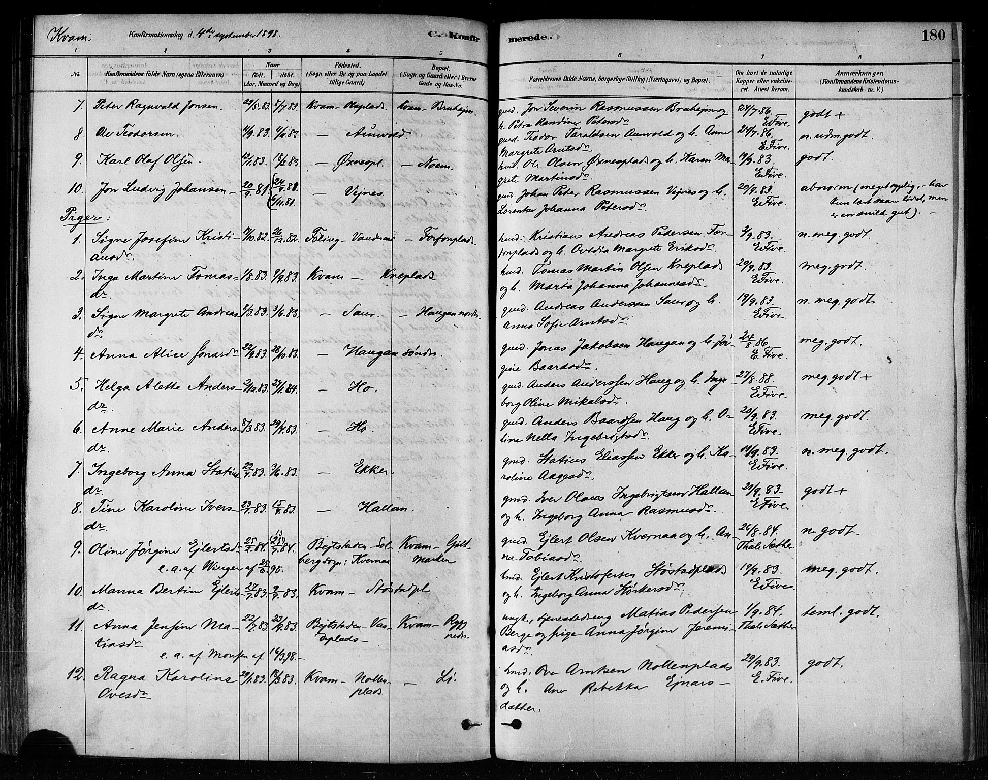 Ministerialprotokoller, klokkerbøker og fødselsregistre - Nord-Trøndelag, SAT/A-1458/746/L0449: Parish register (official) no. 746A07 /2, 1878-1899, p. 180
