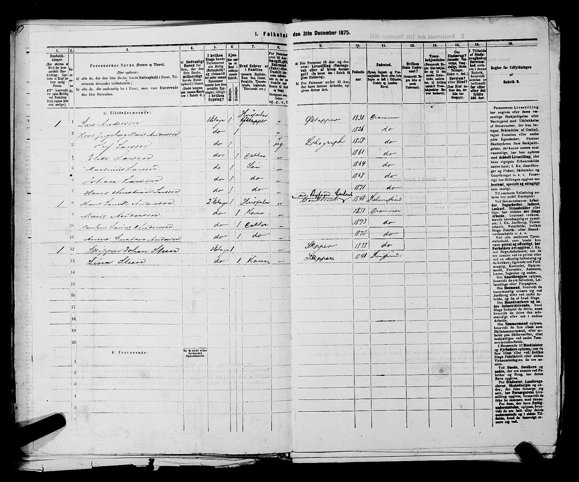 SAKO, 1875 census for 0602 Drammen, 1875, p. 969