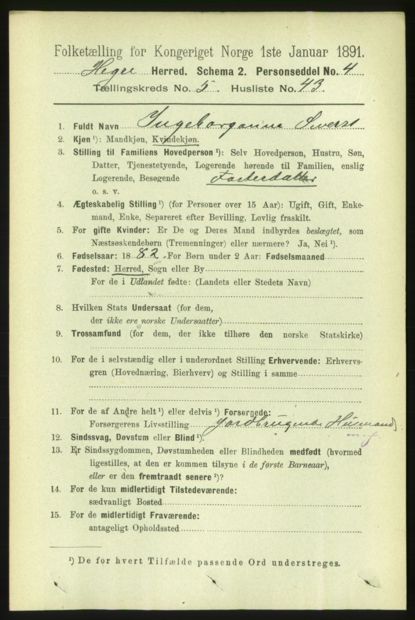 RA, 1891 census for 1712 Hegra, 1891, p. 2260