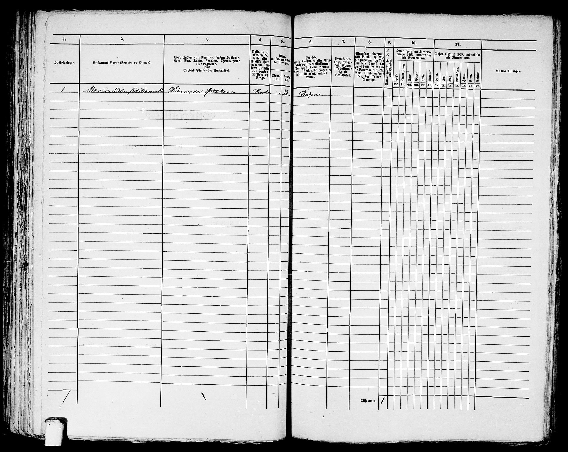 RA, 1865 census for Bergen, 1865, p. 1674