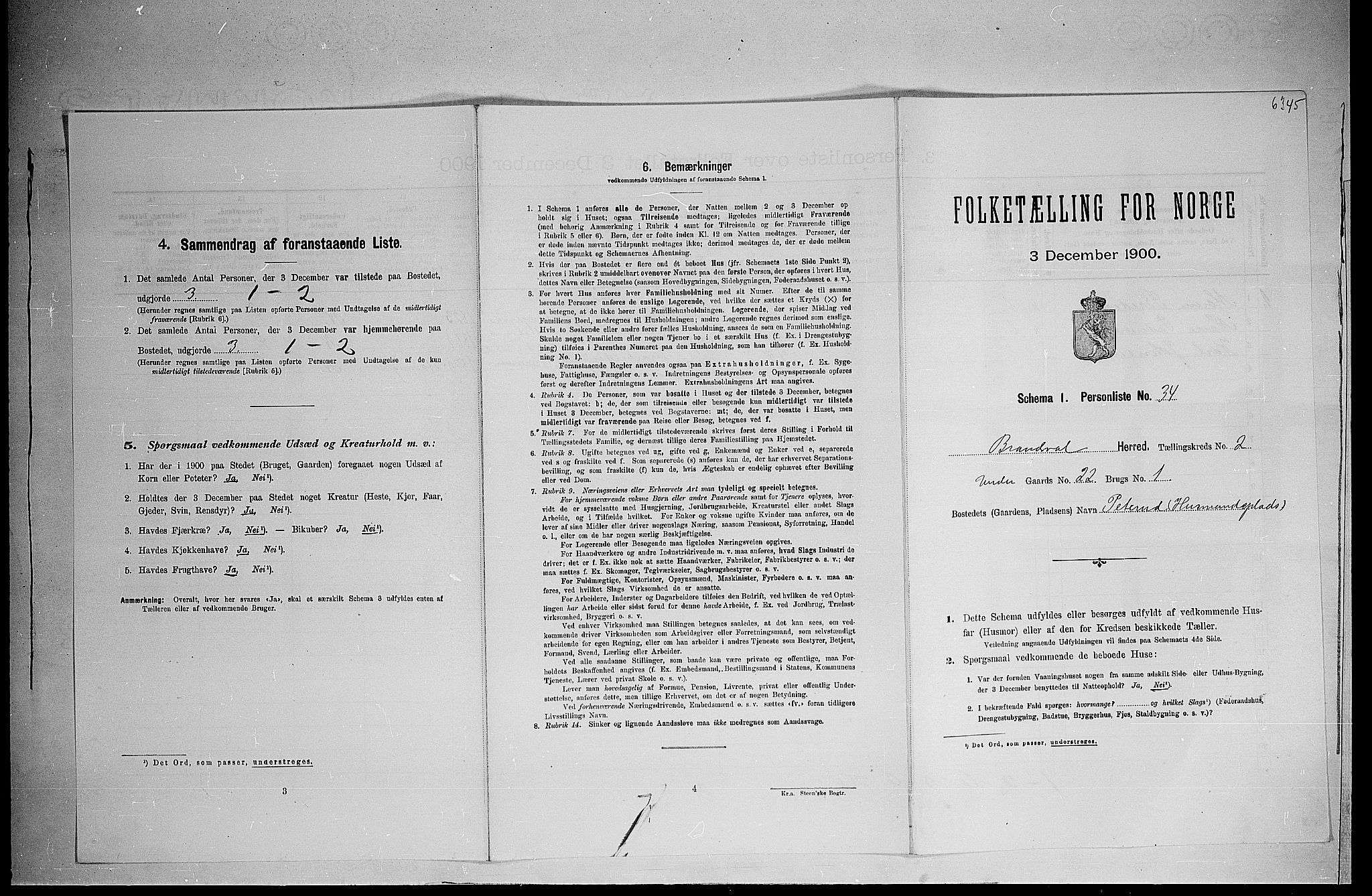 SAH, 1900 census for Brandval, 1900, p. 352