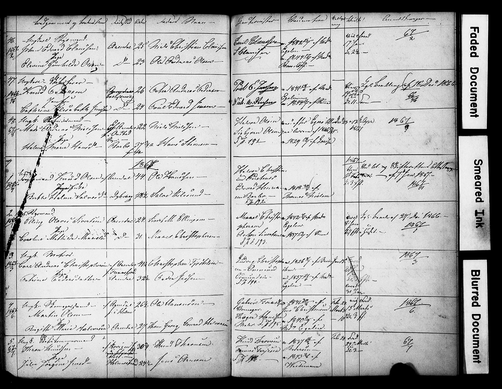 Arendal sokneprestkontor, Trefoldighet, AV/SAK-1111-0040/F/Fe/L0002: Banns register no. A VI 2, 1847-1871