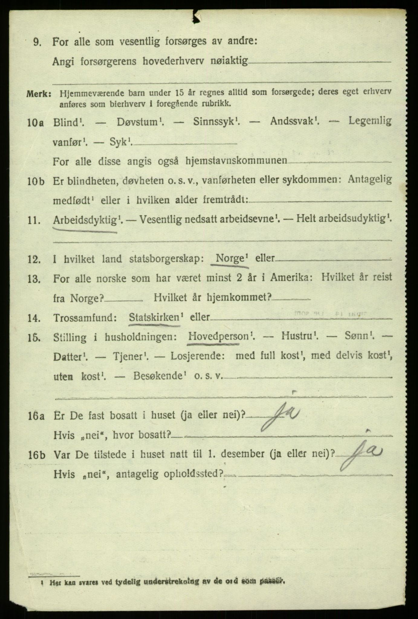 SAB, 1920 census for Hosanger, 1920, p. 2582