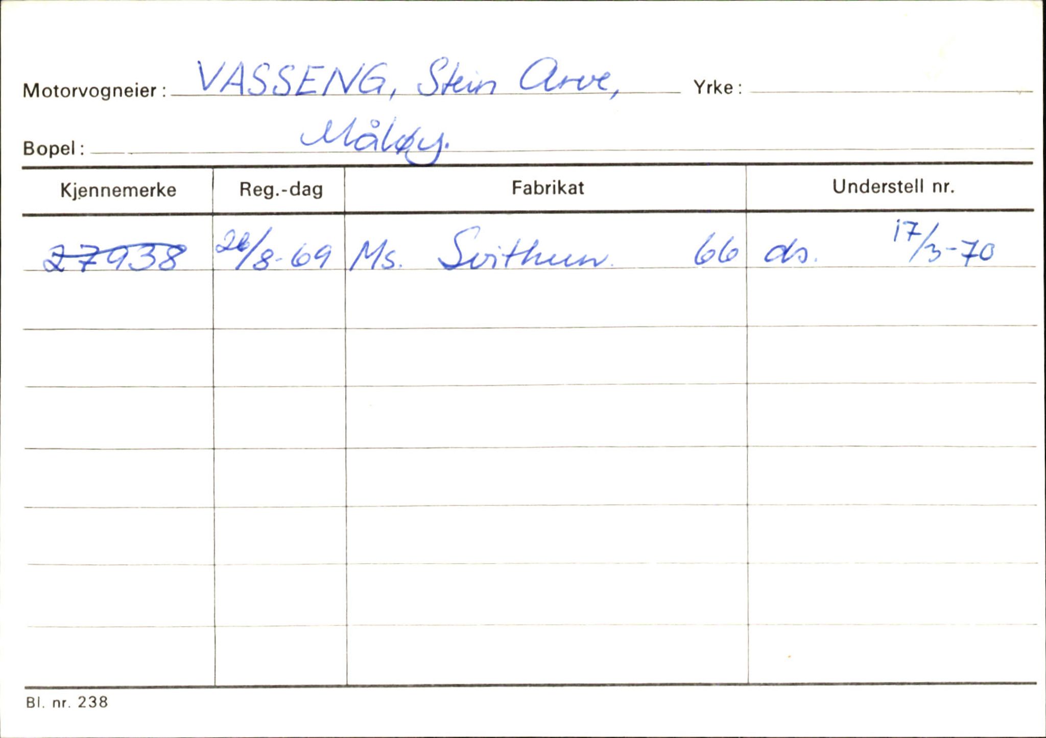 Statens vegvesen, Sogn og Fjordane vegkontor, SAB/A-5301/4/F/L0145: Registerkort Vågsøy S-Å. Årdal I-P, 1945-1975, p. 580