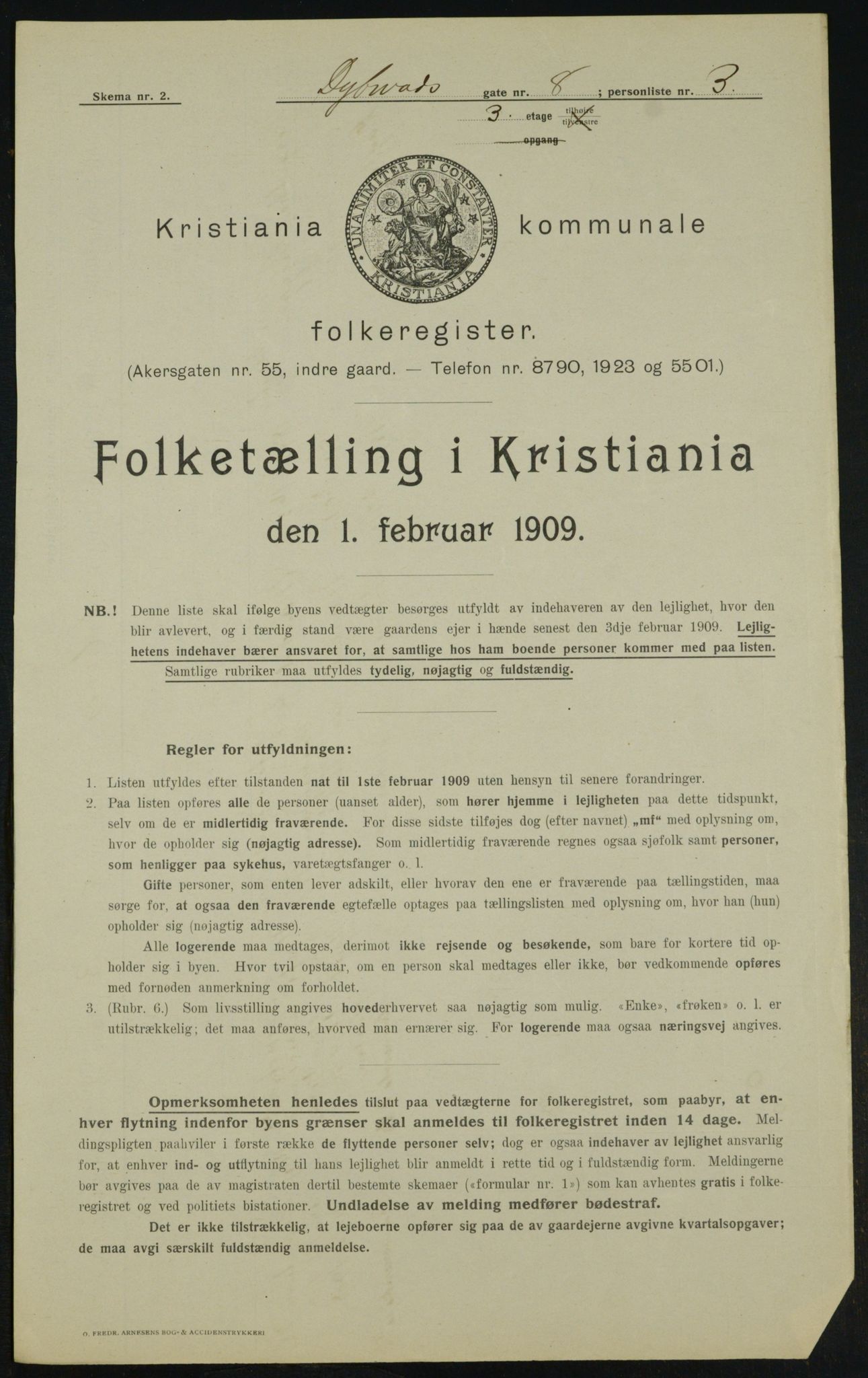 OBA, Municipal Census 1909 for Kristiania, 1909, p. 16000