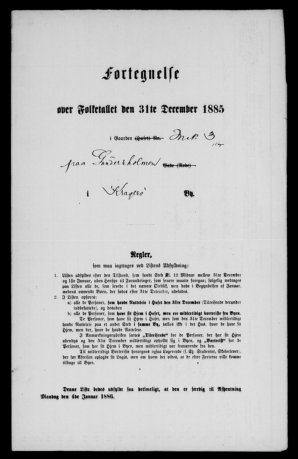 SAKO, 1885 census for 0801 Kragerø, 1885, p. 460