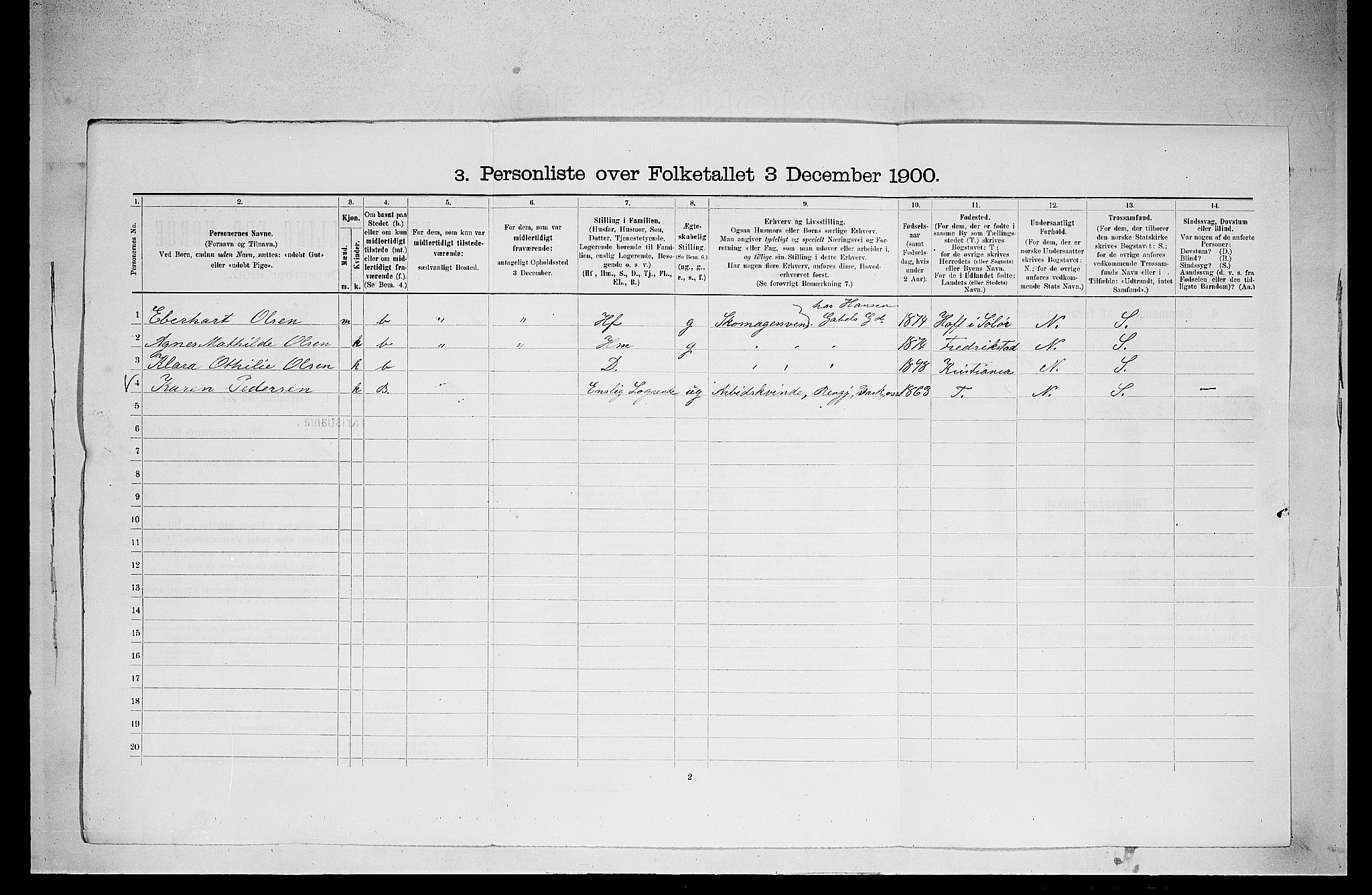 SAO, 1900 census for Kristiania, 1900, p. 13353