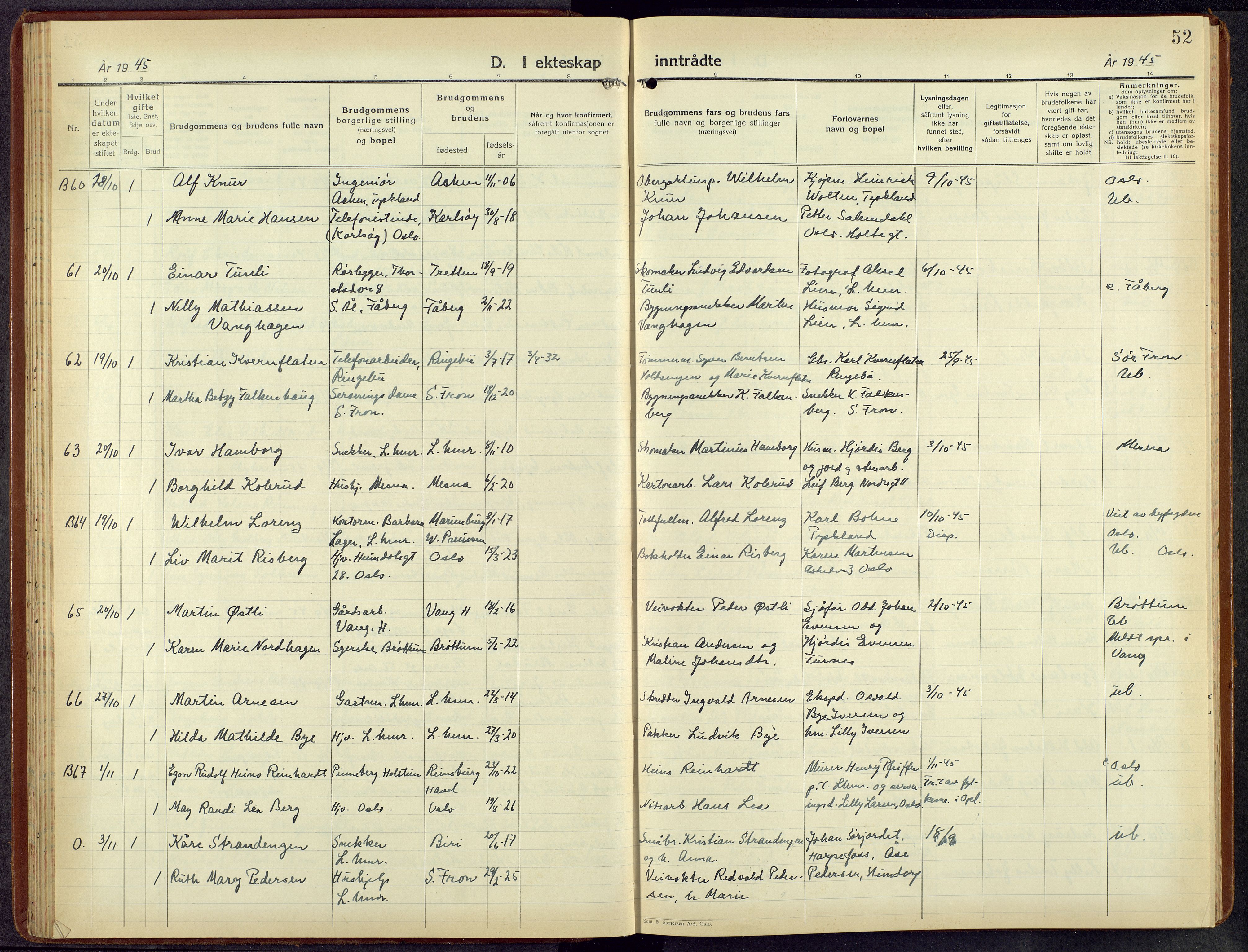 Lillehammer prestekontor, AV/SAH-PREST-088/H/Ha/Hab/L0004: Parish register (copy) no. 4, 1940-1955, p. 52