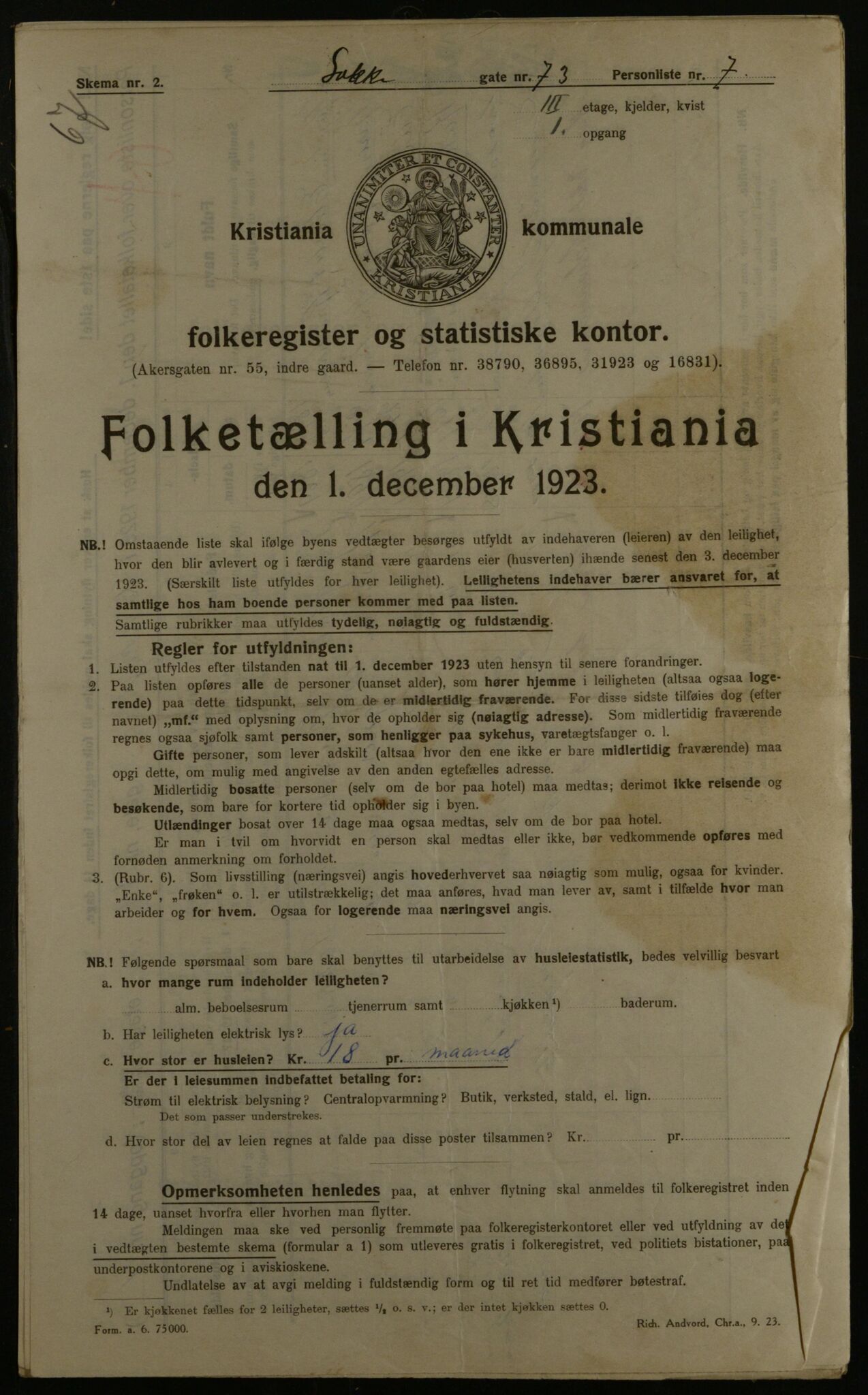 OBA, Municipal Census 1923 for Kristiania, 1923, p. 62392