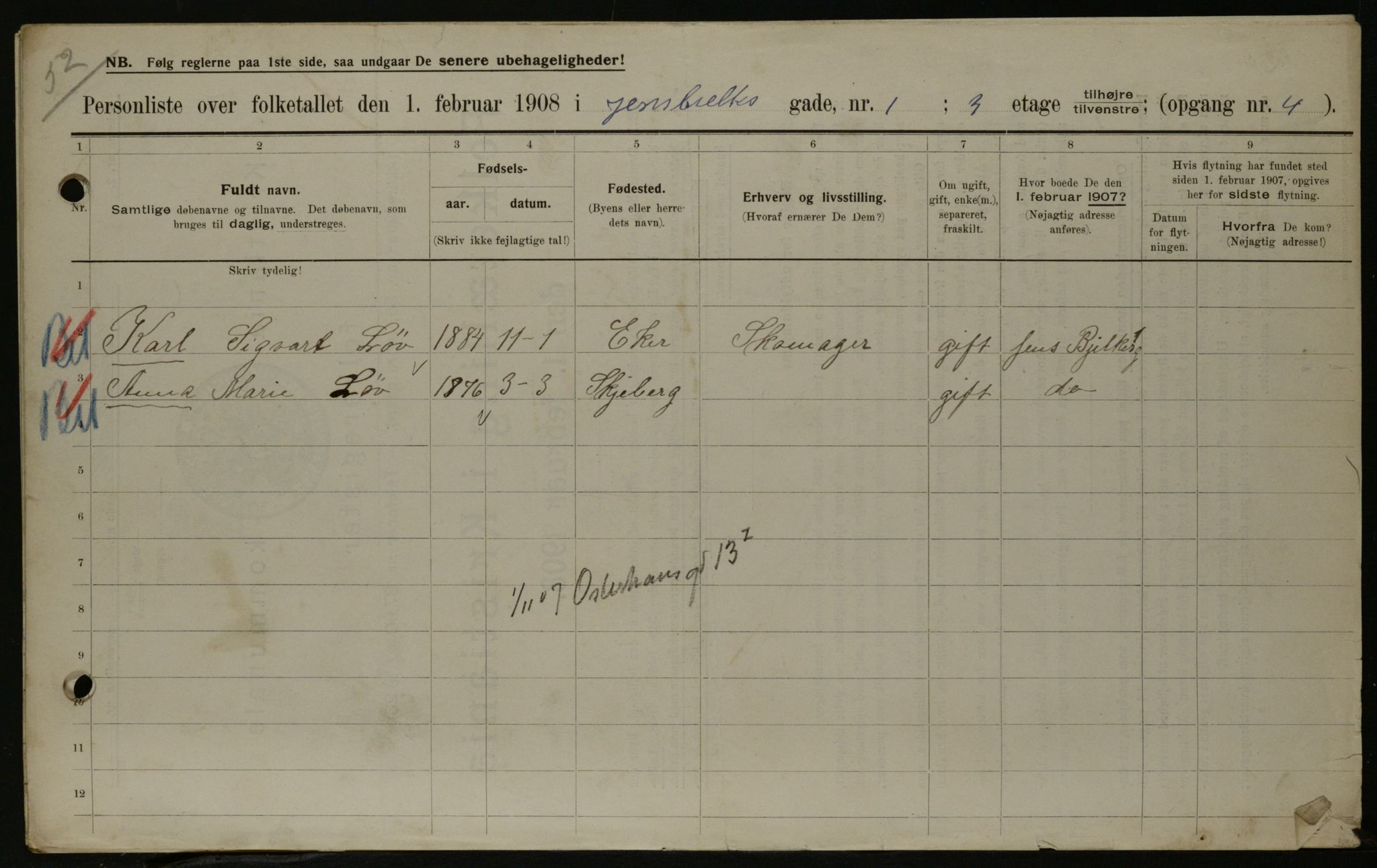 OBA, Municipal Census 1908 for Kristiania, 1908, p. 40648