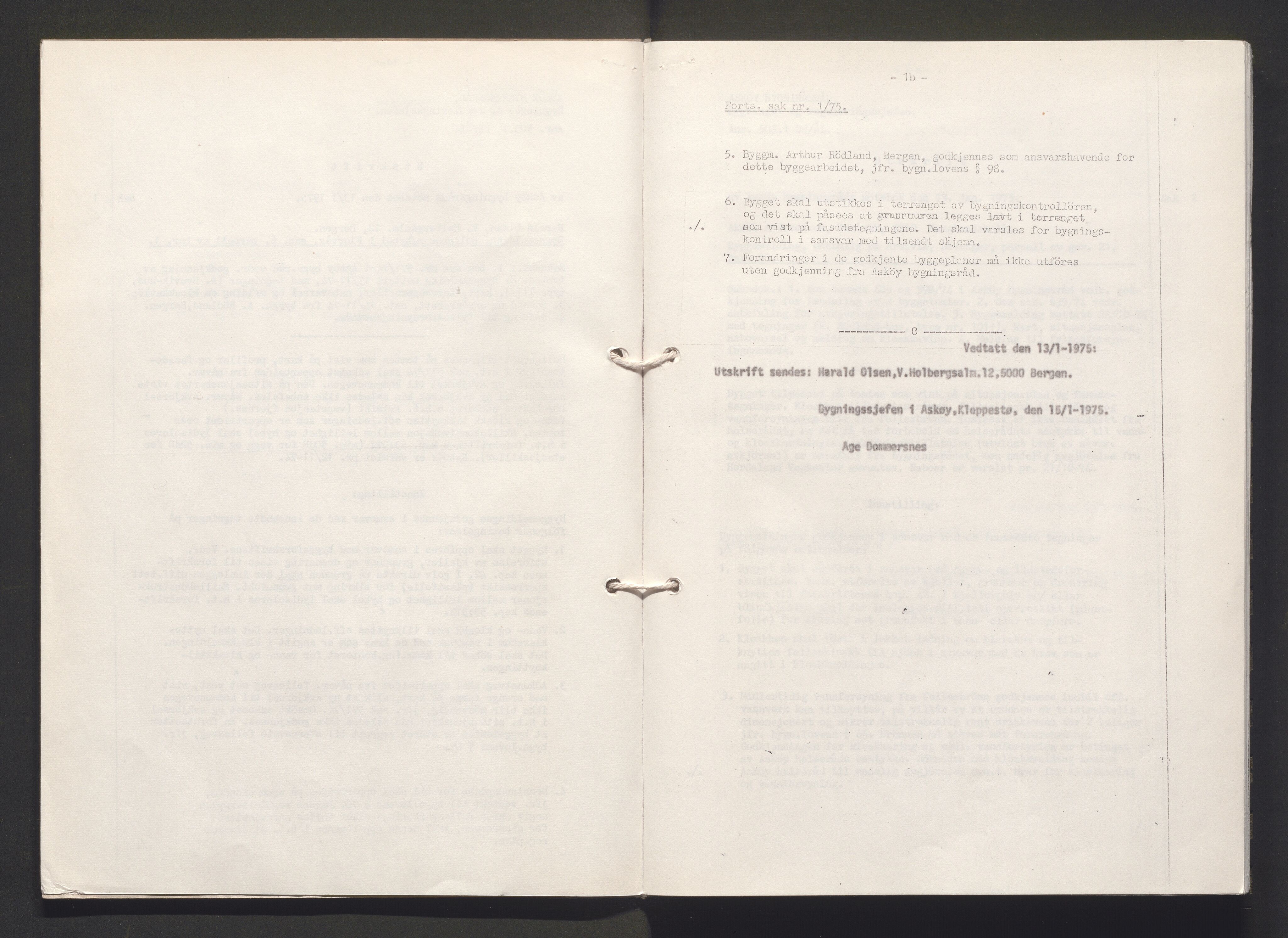 Askøy kommune. Bygningsrådet, IKAH/1247-511/A/Aa/L0027: Møtebok Askøy bygningsråd, 1975