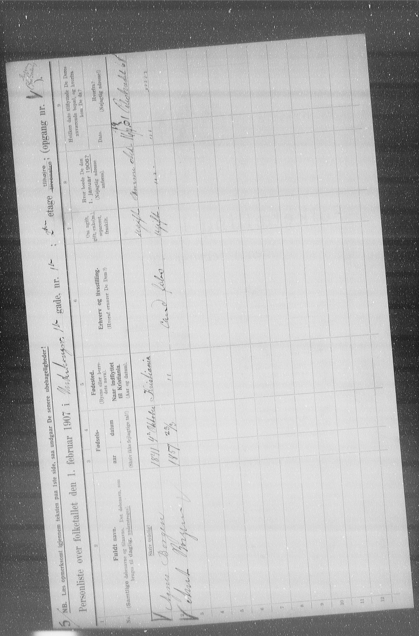 OBA, Municipal Census 1907 for Kristiania, 1907, p. 60918