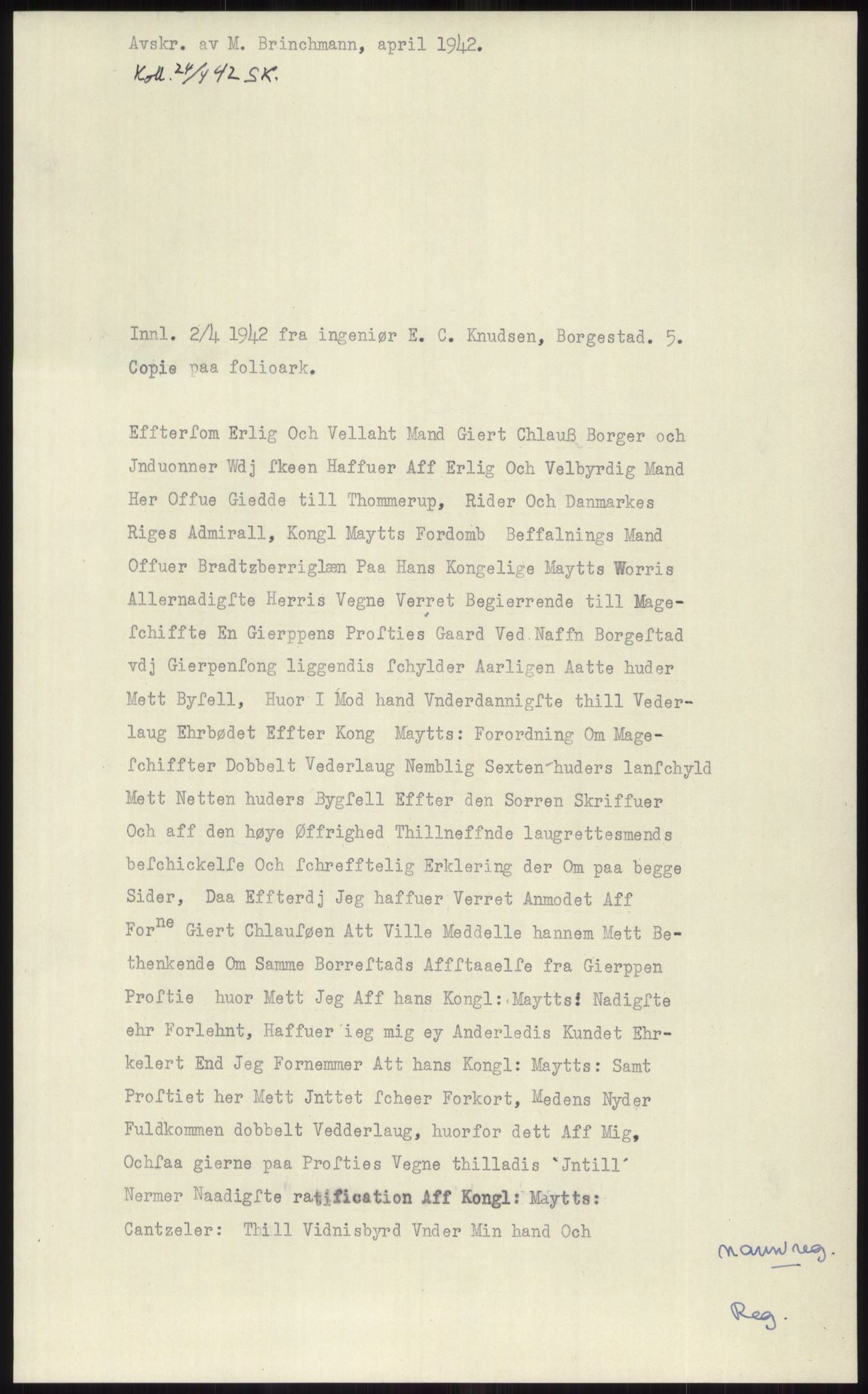 Samlinger til kildeutgivelse, Diplomavskriftsamlingen, RA/EA-4053/H/Ha, p. 3275