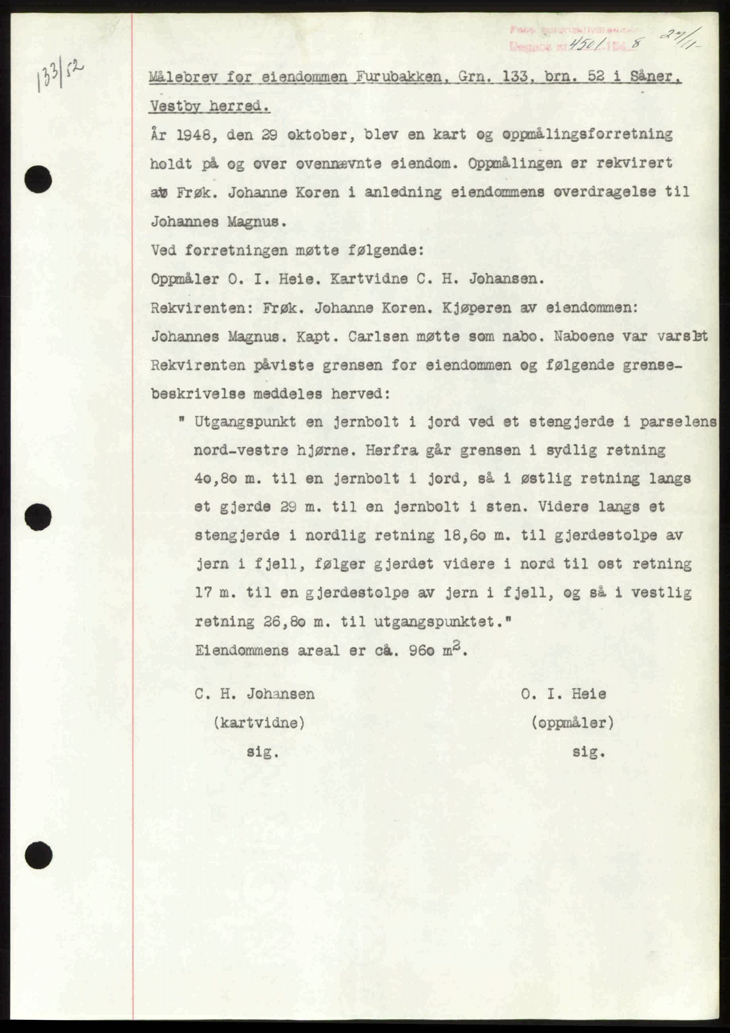 Follo sorenskriveri, SAO/A-10274/G/Ga/Gaa/L0085: Mortgage book no. I 85, 1948-1948, Diary no: : 4501/1948