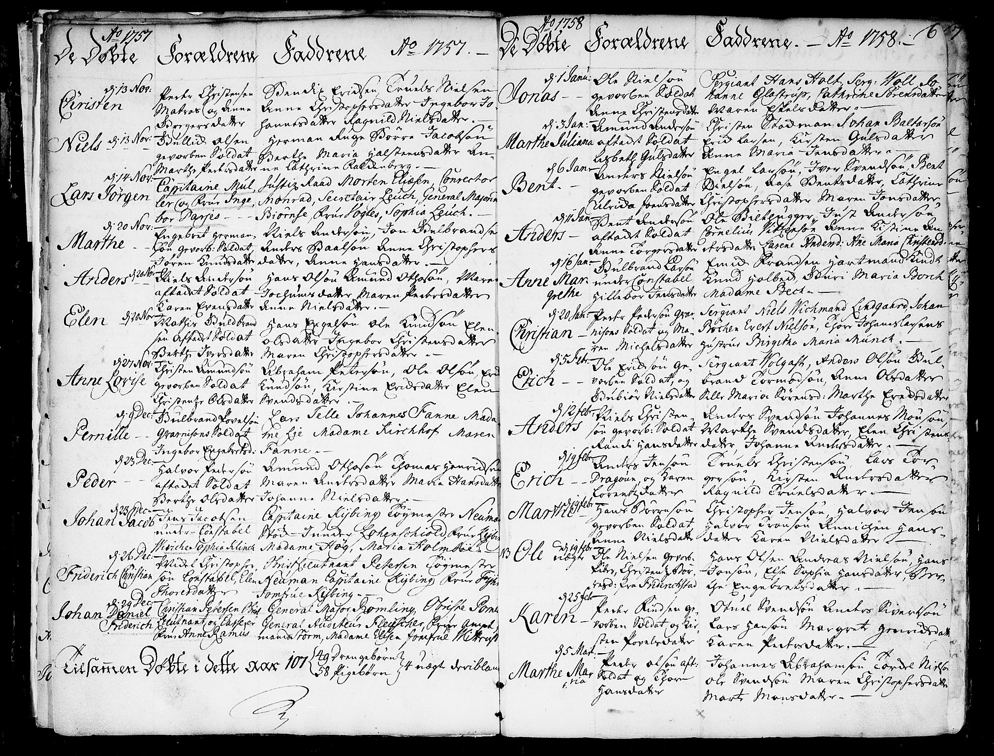 Garnisonsmenigheten Kirkebøker, SAO/A-10846/F/Fa/L0002: Parish register (official) no. 2, 1757-1776, p. 6