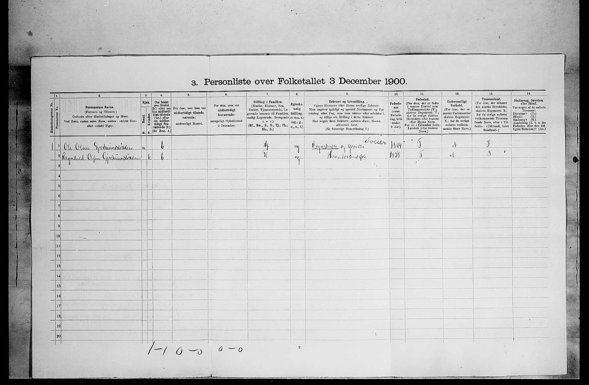 SAH, 1900 census for Lille Elvedalen, 1900, p. 666