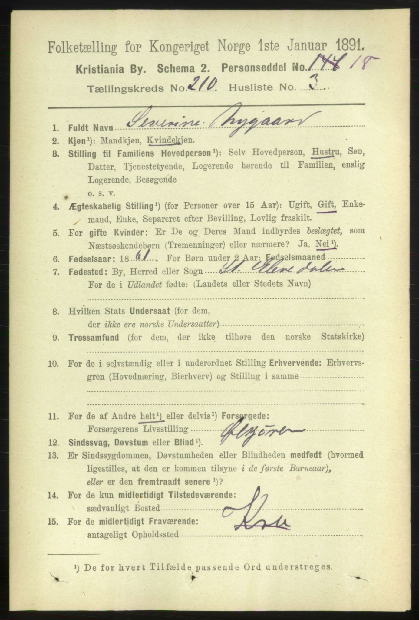 RA, 1891 census for 0301 Kristiania, 1891, p. 125449