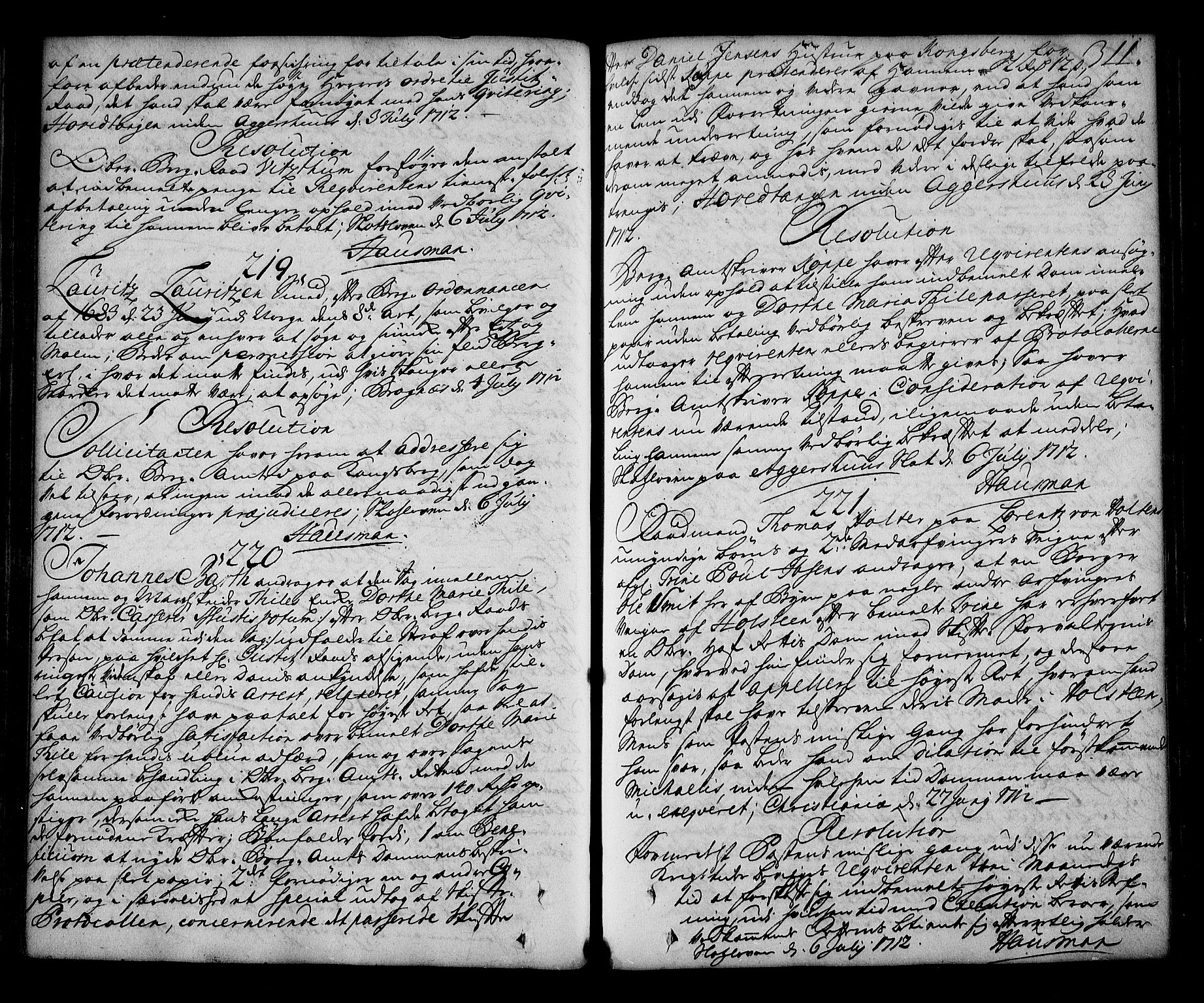 Stattholderembetet 1572-1771, AV/RA-EA-2870/Ag/L0002: Supplikasjons- og resolusjonsprotokoll, 1710-1714, p. 310b-311a