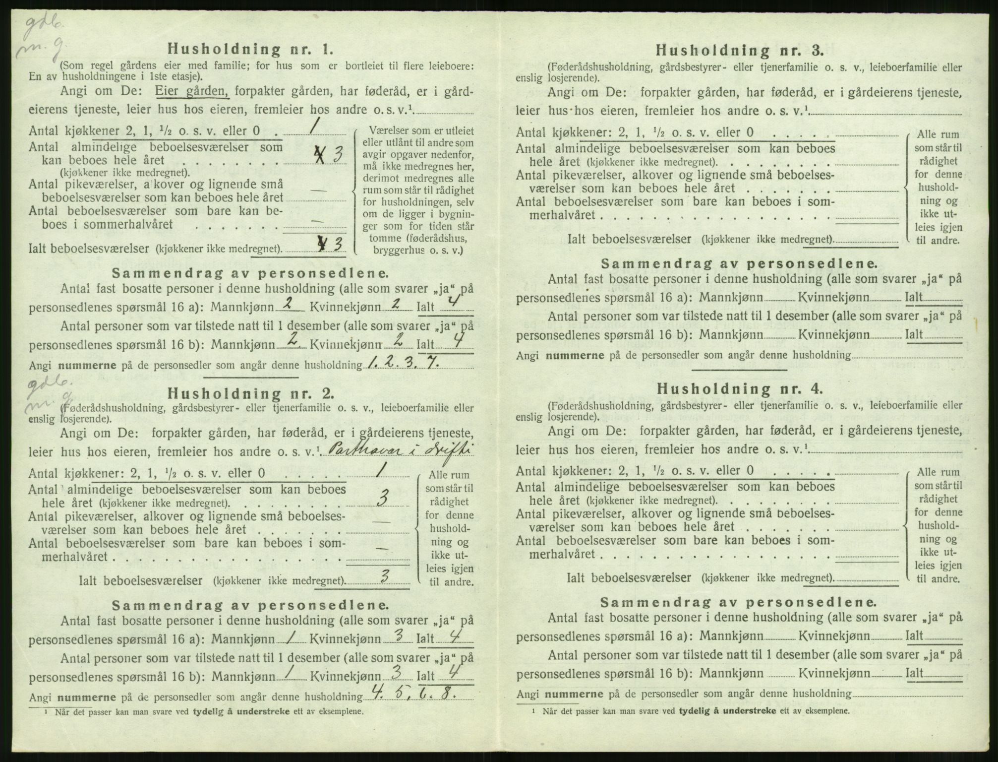 SAT, 1920 census for Volda, 1920, p. 1085