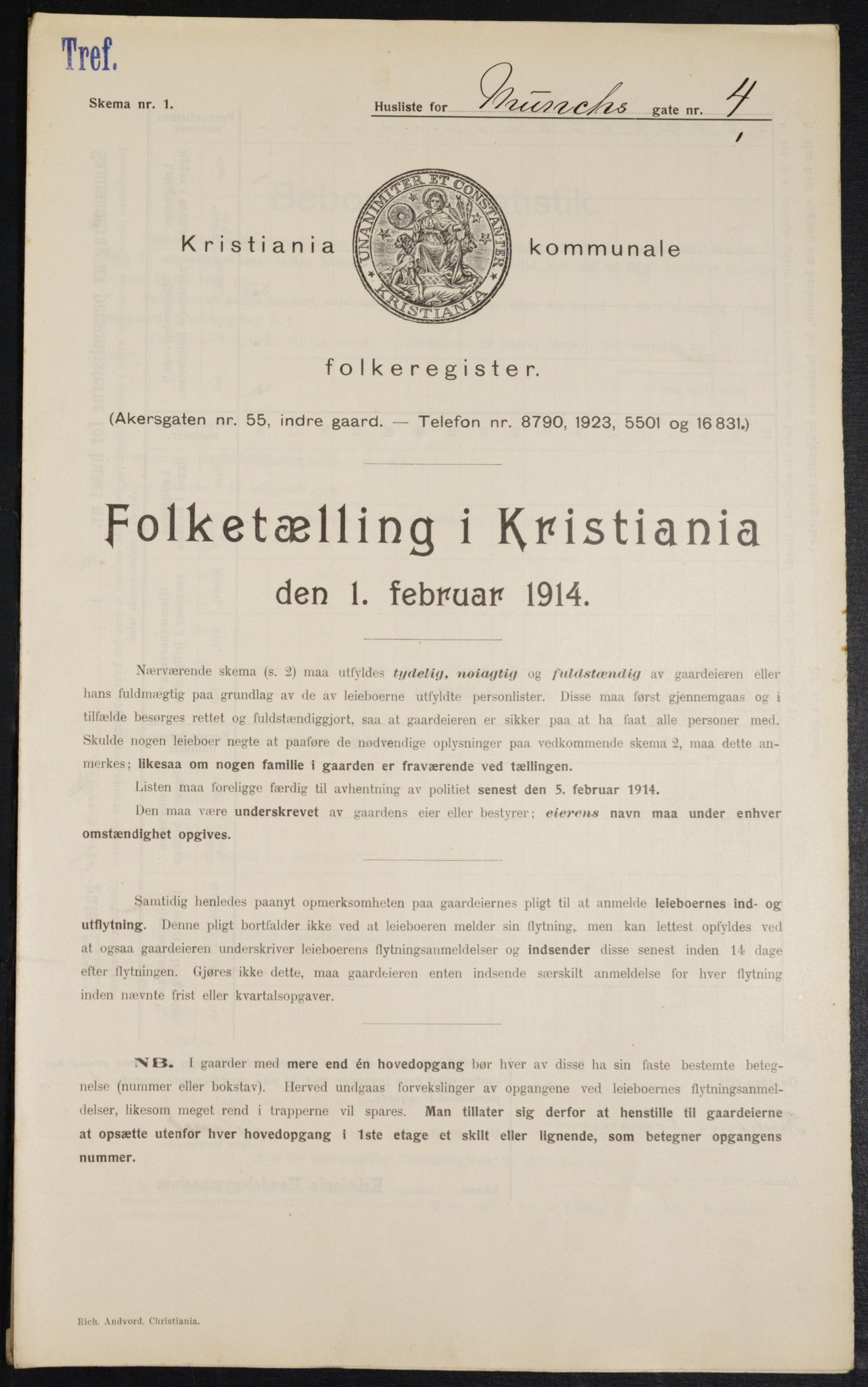 OBA, Municipal Census 1914 for Kristiania, 1914, p. 66615