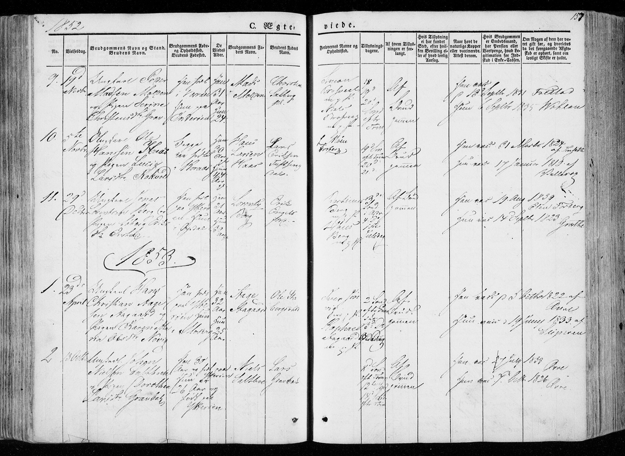 Ministerialprotokoller, klokkerbøker og fødselsregistre - Nord-Trøndelag, SAT/A-1458/722/L0218: Parish register (official) no. 722A05, 1843-1868, p. 157