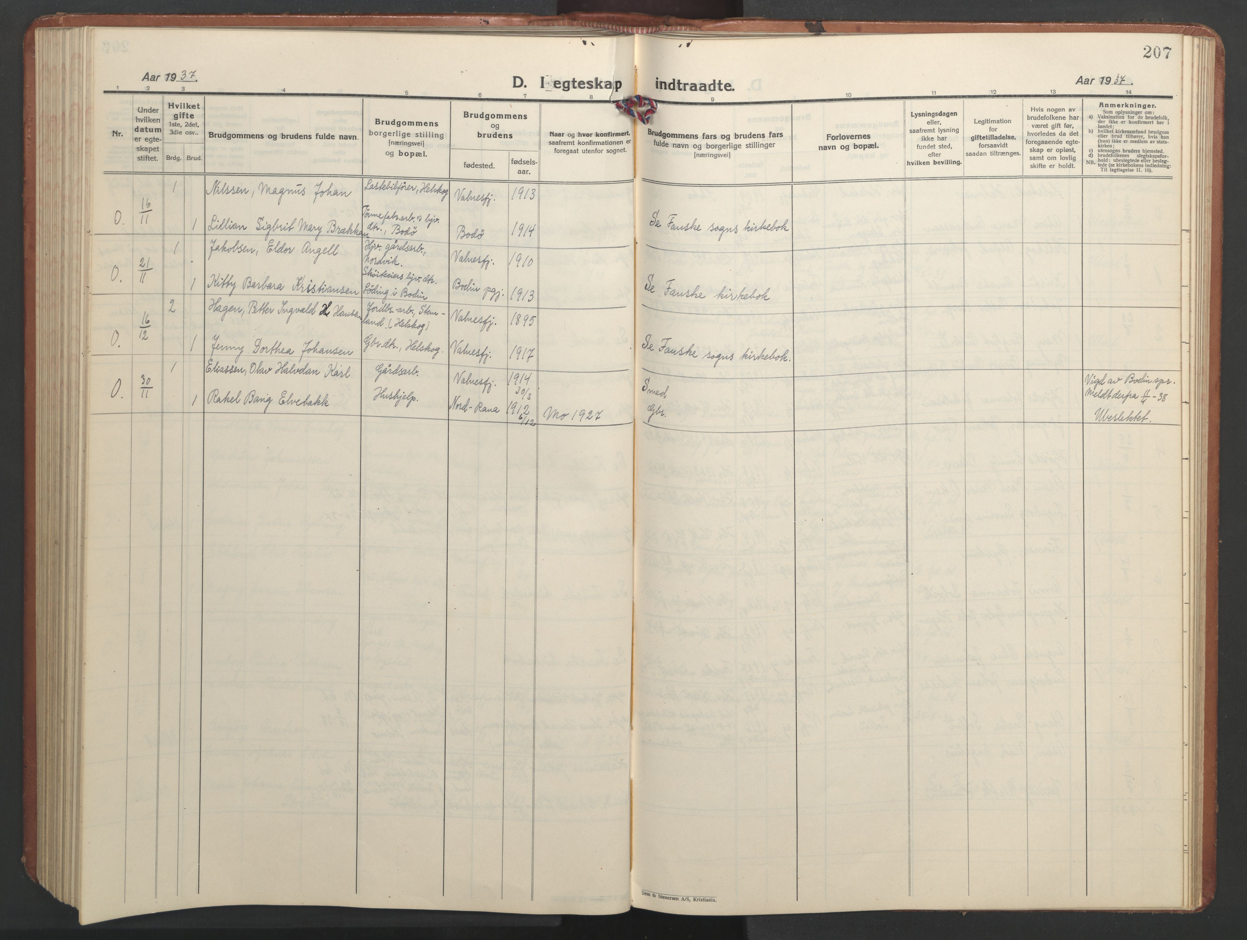 Ministerialprotokoller, klokkerbøker og fødselsregistre - Nordland, AV/SAT-A-1459/851/L0727: Parish register (copy) no. 851C02, 1925-1948, p. 207