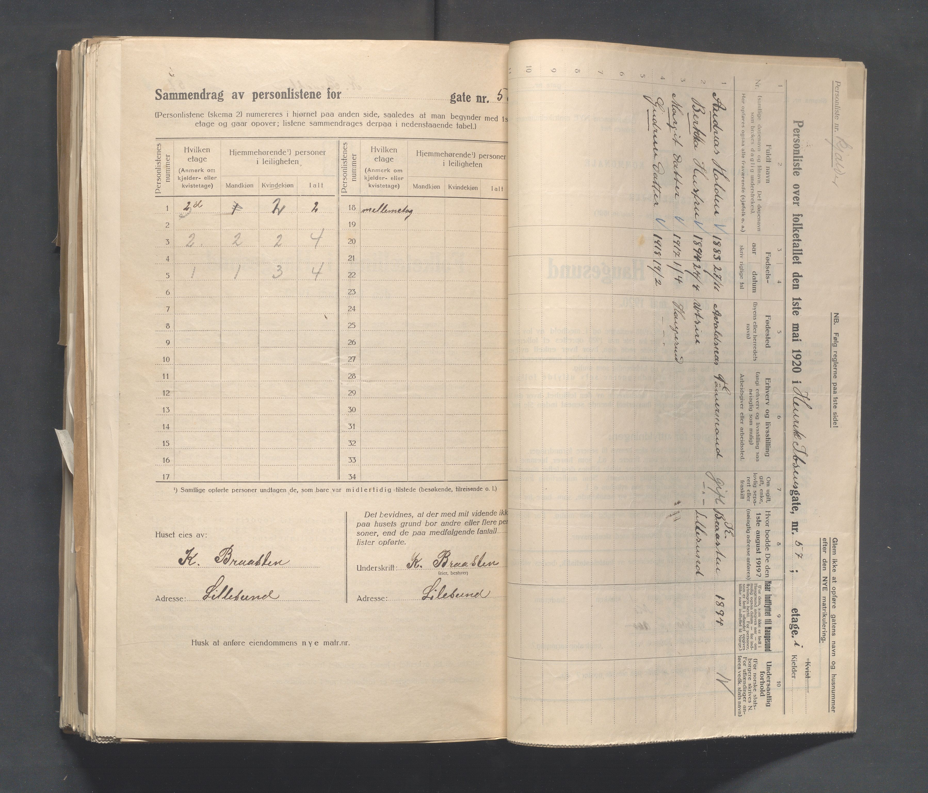 IKAR, Local census 1.5.1920 for Haugesund, 1920, p. 1448