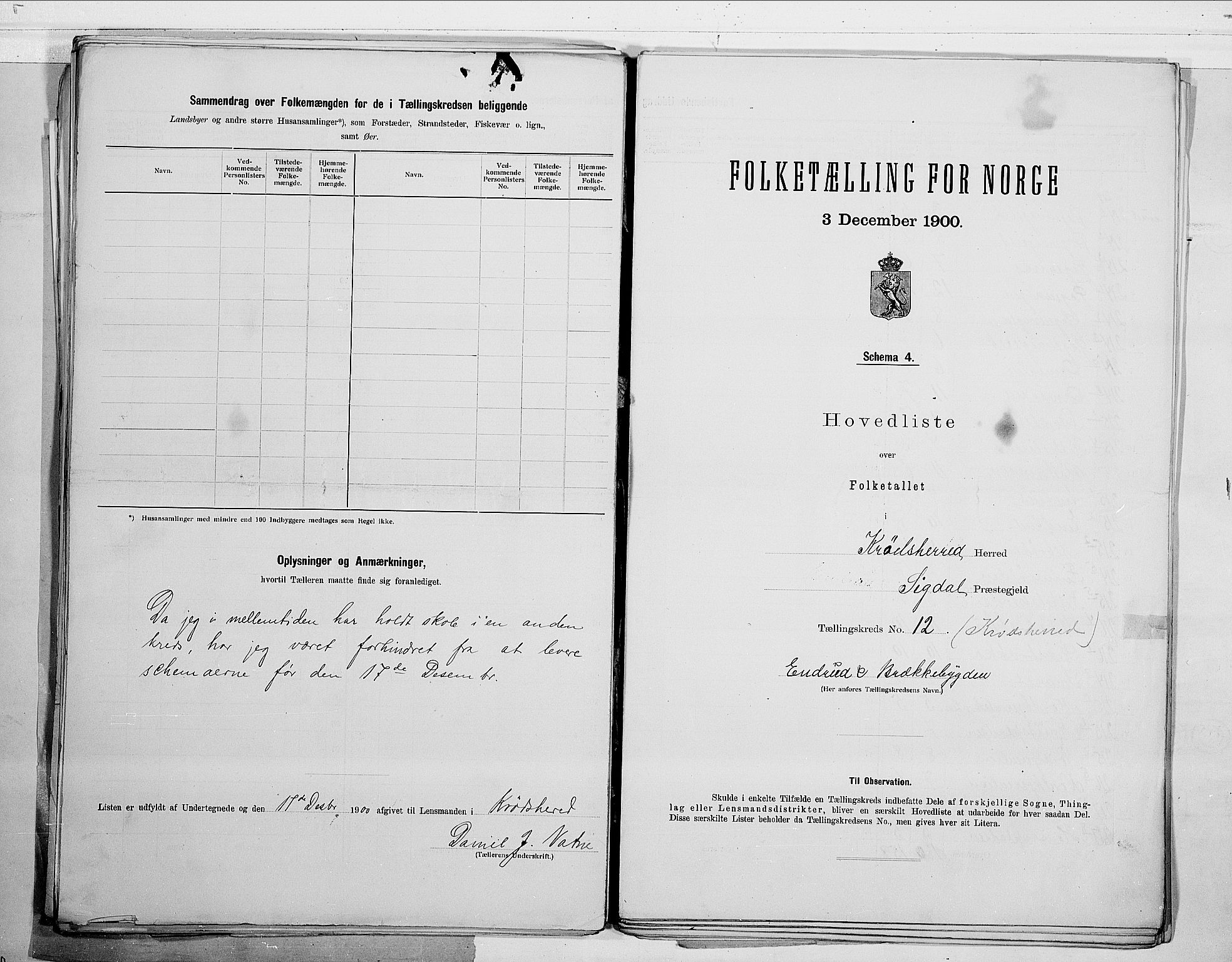 RA, 1900 census for Sigdal, 1900, p. 36