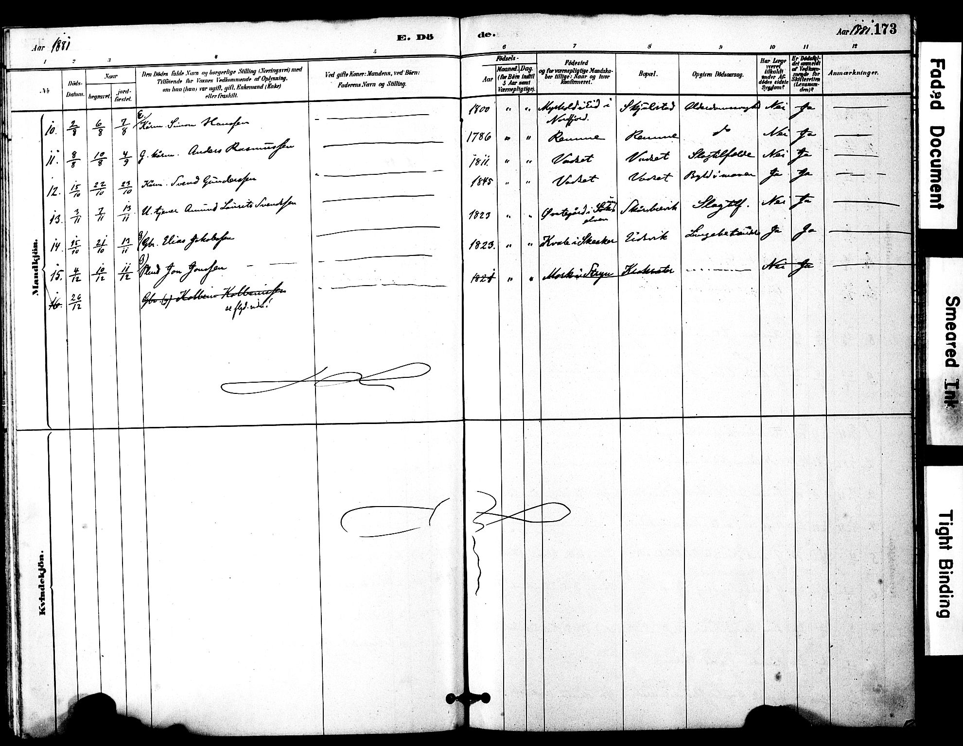 Ministerialprotokoller, klokkerbøker og fødselsregistre - Møre og Romsdal, SAT/A-1454/525/L0374: Parish register (official) no. 525A04, 1880-1899, p. 173