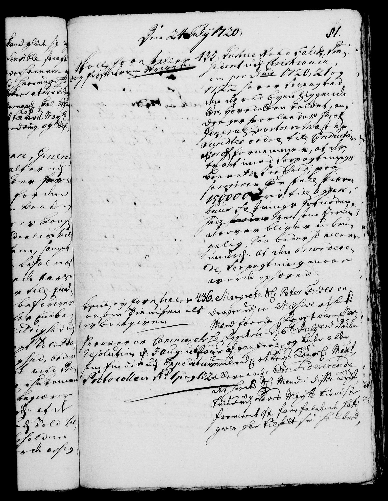 Rentekammeret, Kammerkanselliet, RA/EA-3111/G/Gh/Gha/L0002: Norsk ekstraktmemorialprotokoll, sak. 376-599 (merket RK 53.47), 1720, p. 81