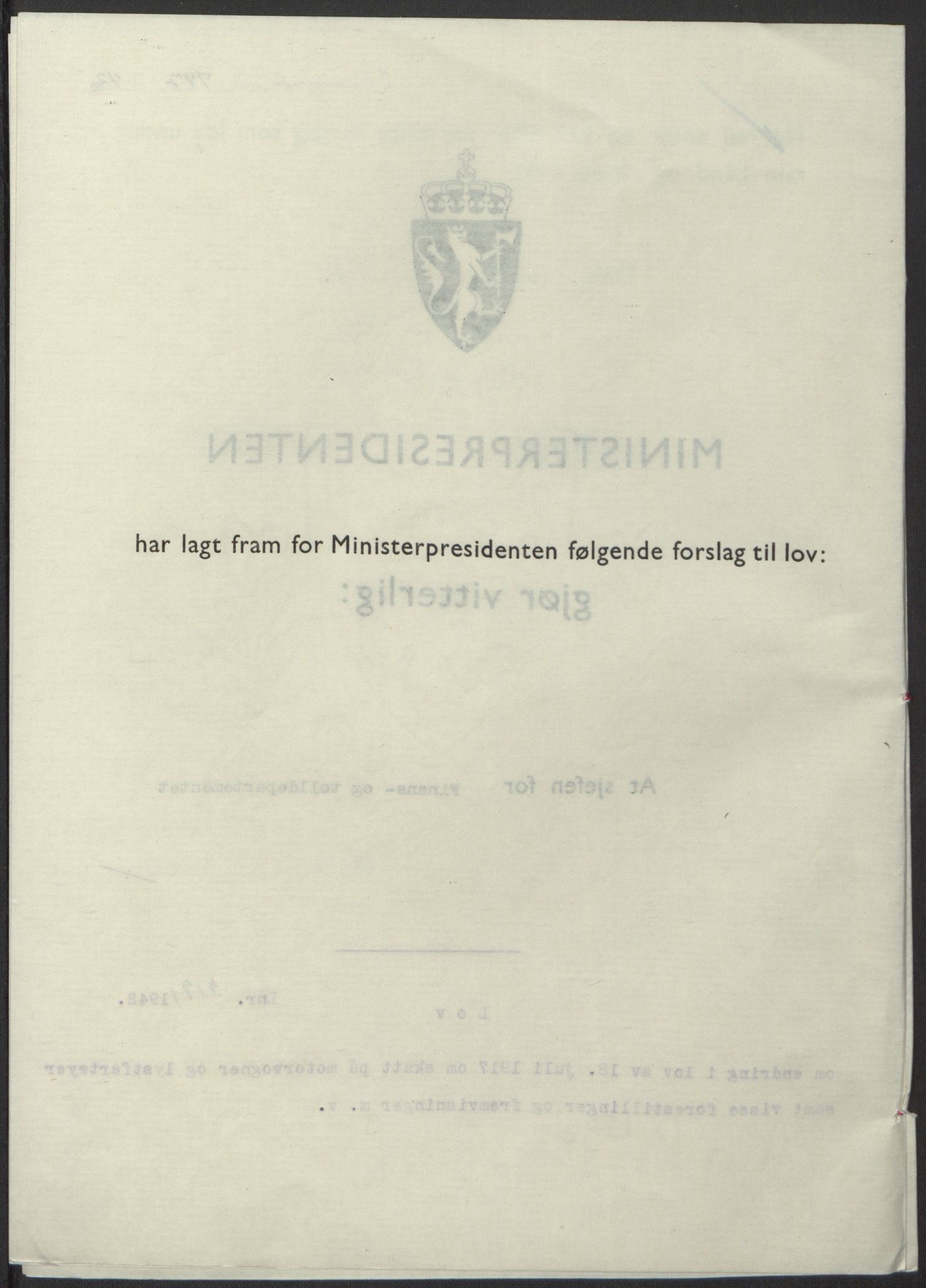 NS-administrasjonen 1940-1945 (Statsrådsekretariatet, de kommisariske statsråder mm), RA/S-4279/D/Db/L0098: Lover II, 1942, p. 513
