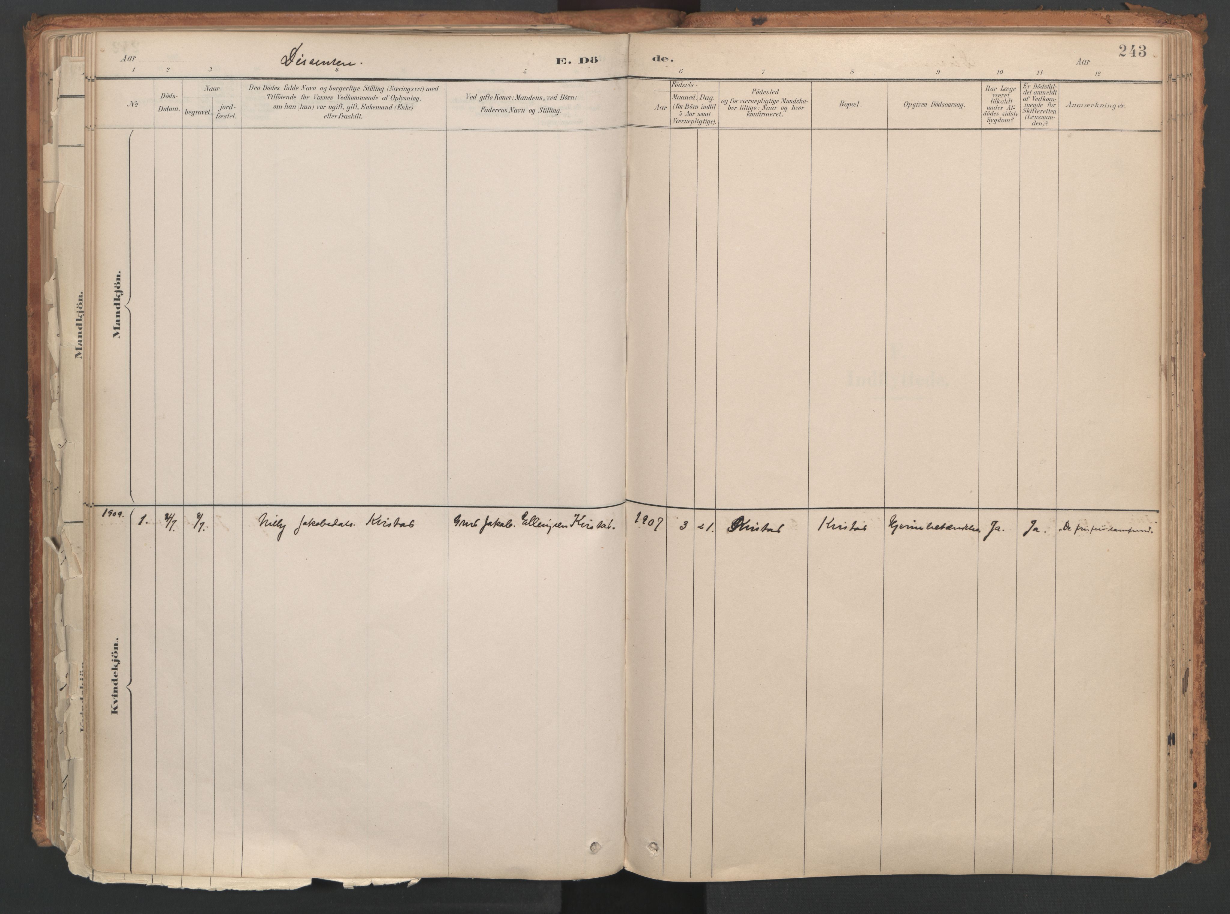 Ministerialprotokoller, klokkerbøker og fødselsregistre - Møre og Romsdal, SAT/A-1454/515/L0211: Parish register (official) no. 515A07, 1886-1910, p. 243
