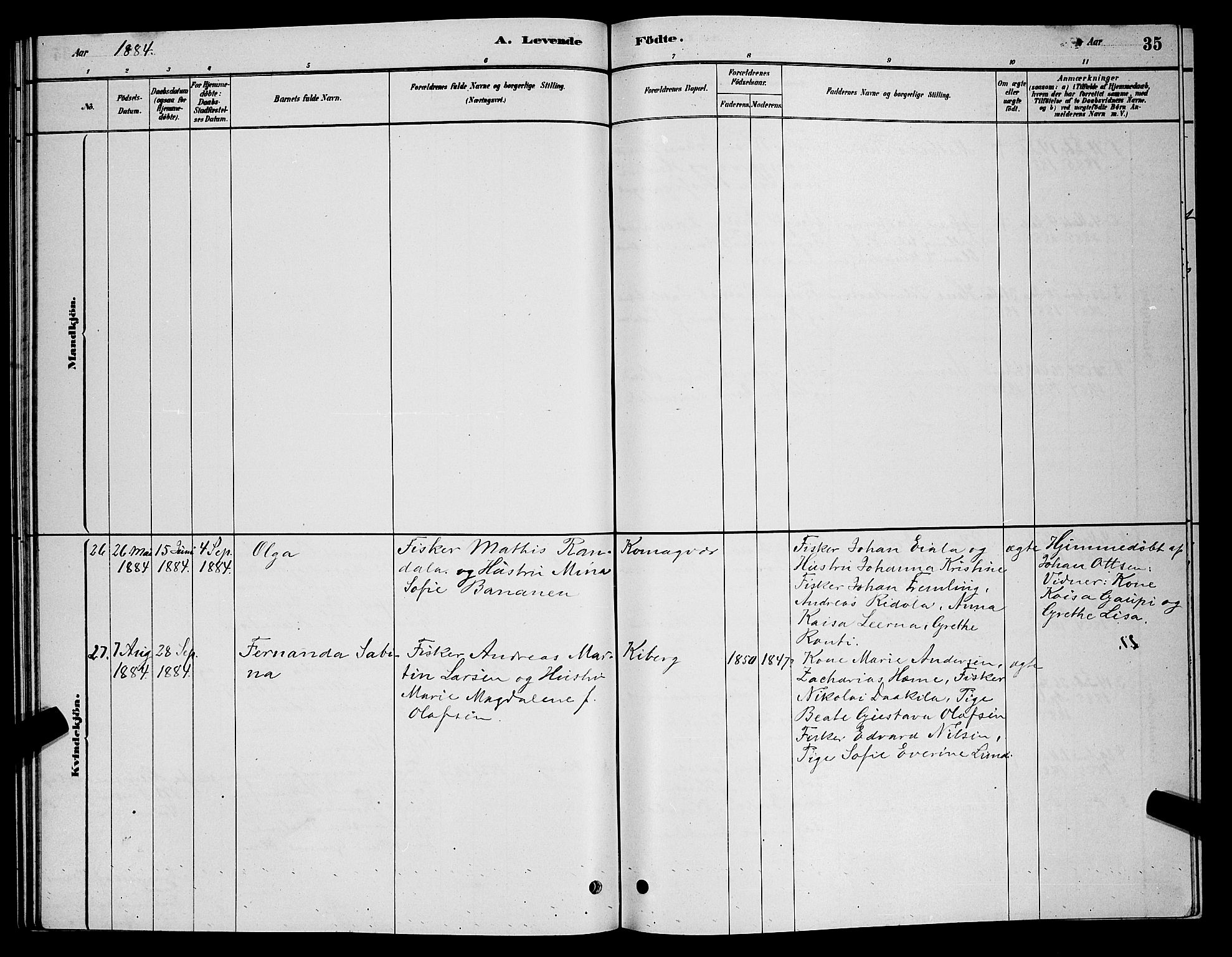 Vardø sokneprestkontor, SATØ/S-1332/H/Hb/L0006klokker: Parish register (copy) no. 6, 1879-1887, p. 35