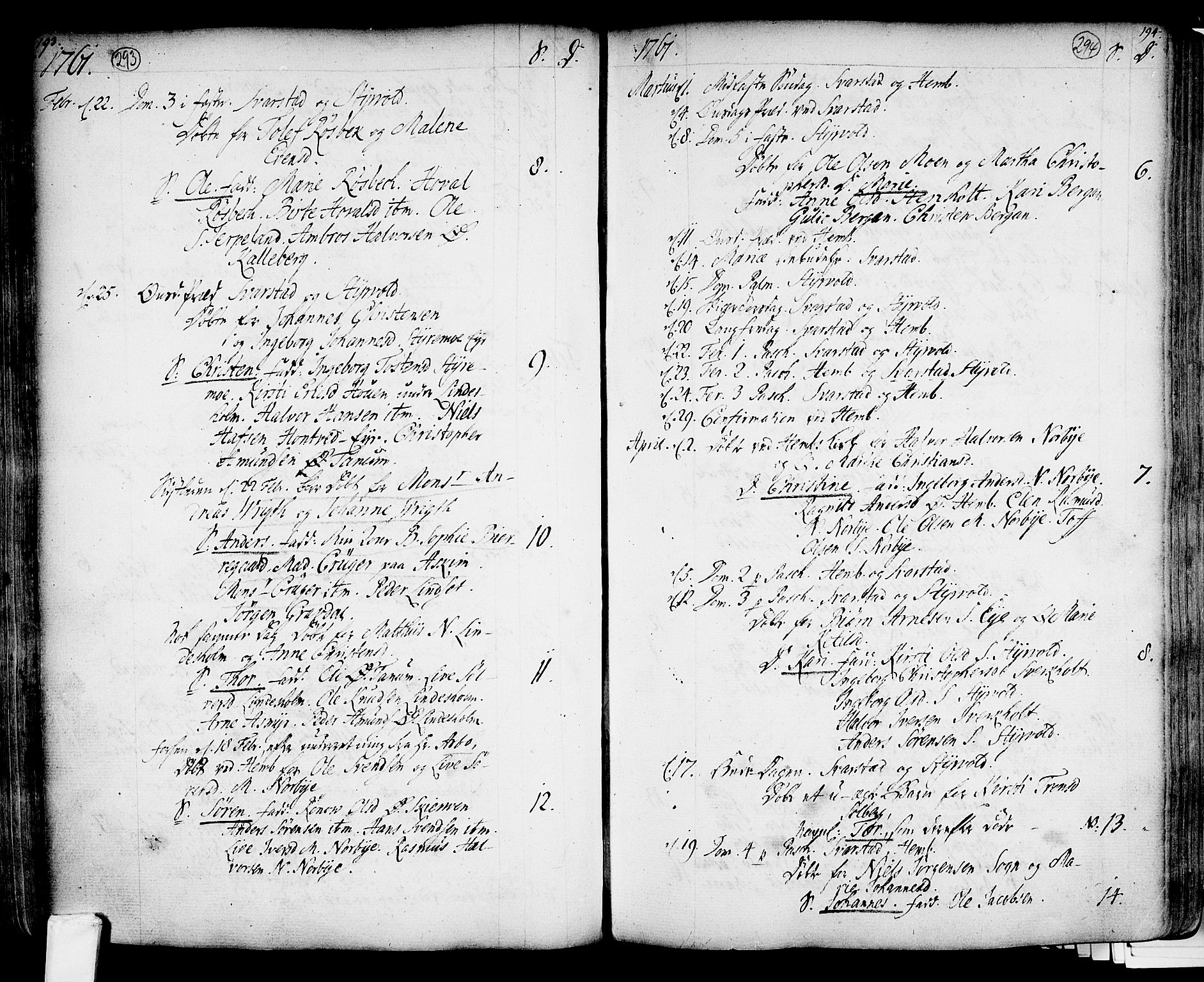 Lardal kirkebøker, AV/SAKO-A-350/F/Fa/L0003: Parish register (official) no. I 3, 1733-1815, p. 293-294