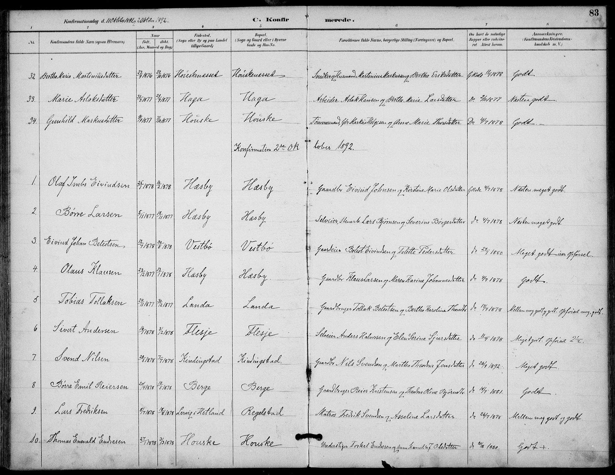 Finnøy sokneprestkontor, AV/SAST-A-101825/H/Ha/Haa/L0011: Parish register (official) no. A 11, 1891-1910, p. 83