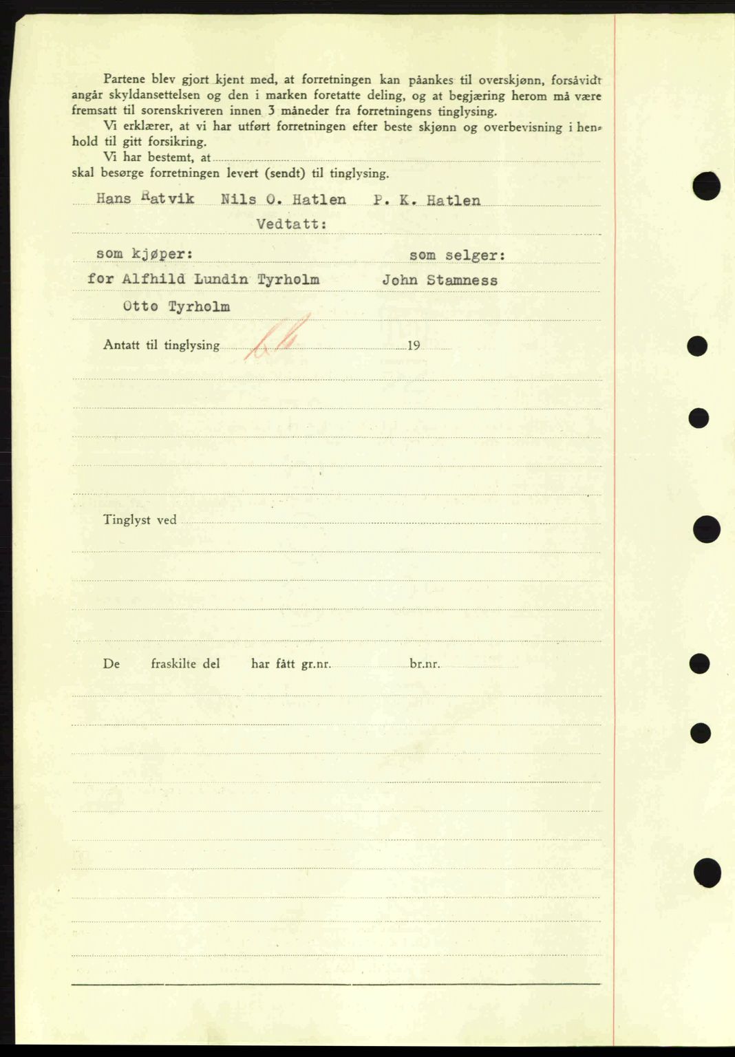 Nordre Sunnmøre sorenskriveri, AV/SAT-A-0006/1/2/2C/2Ca: Mortgage book no. A11, 1941-1941, Diary no: : 800/1941