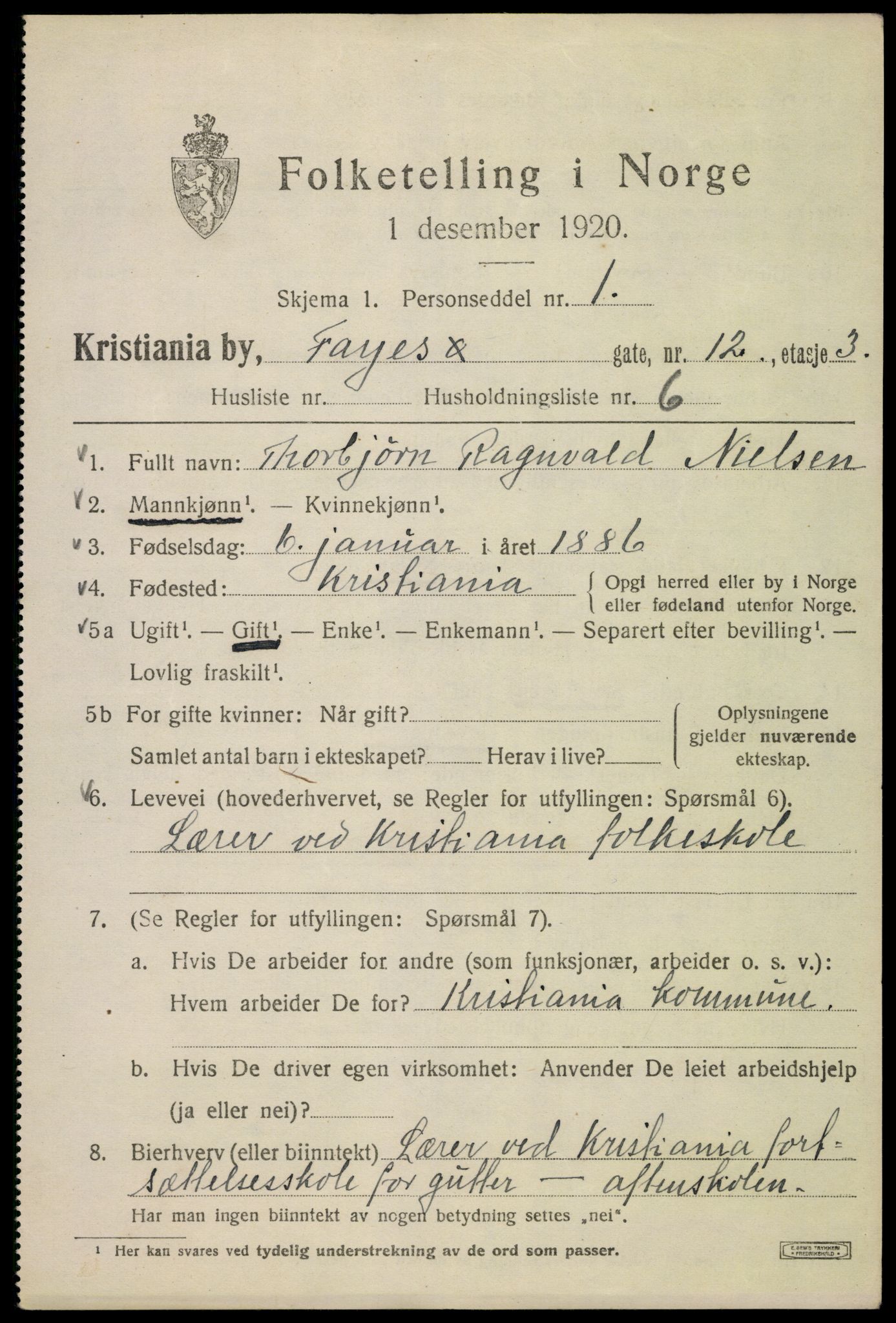 SAO, 1920 census for Kristiania, 1920, p. 228597