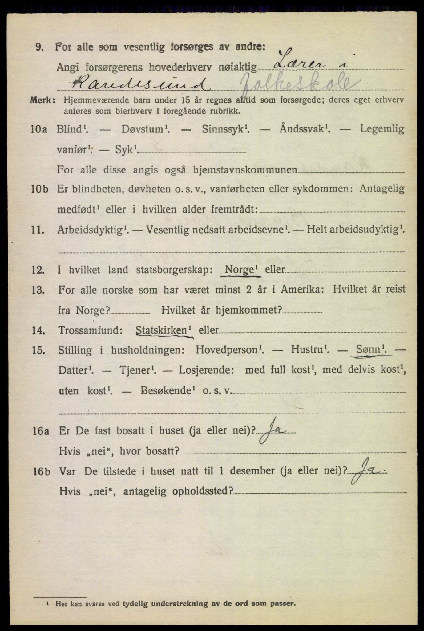 SAK, 1920 census for Randesund, 1920, p. 2755