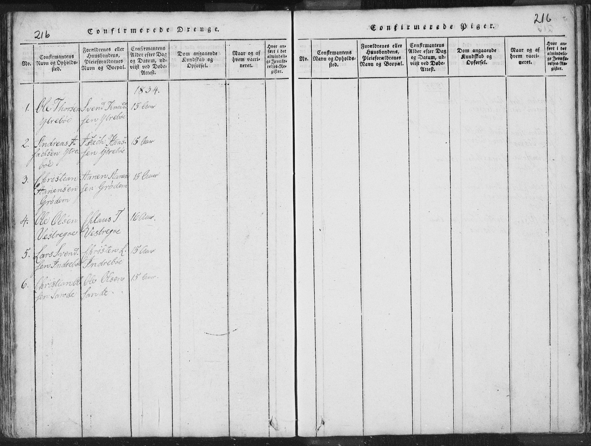Hetland sokneprestkontor, SAST/A-101826/30/30BA/L0001: Parish register (official) no. A 1, 1816-1856, p. 216