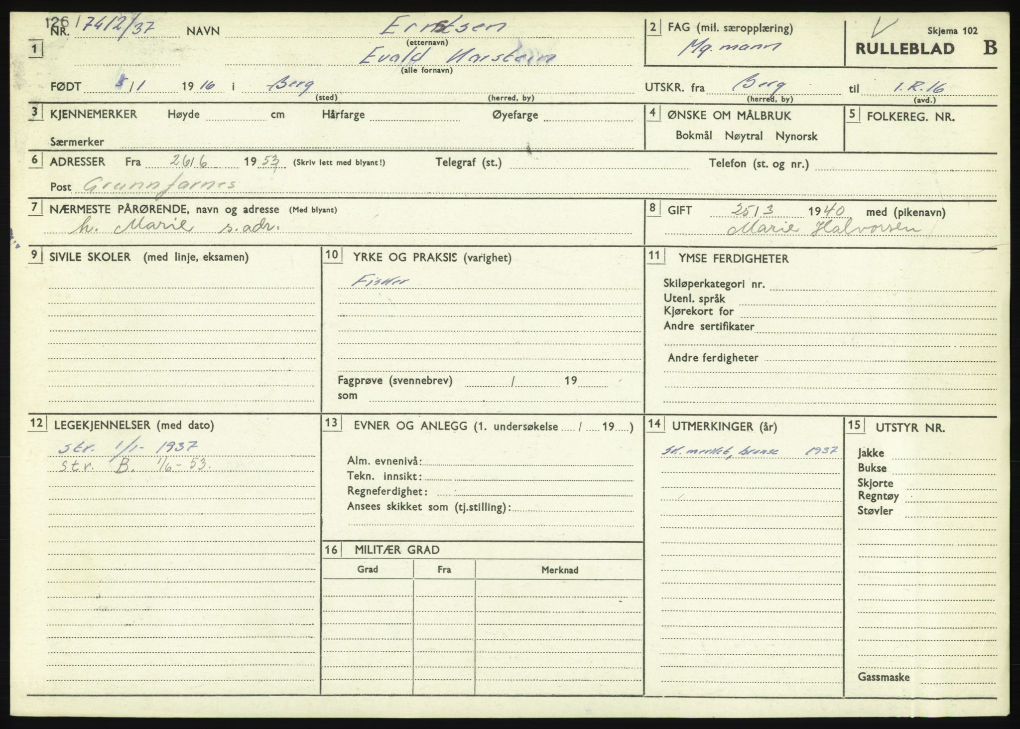 Forsvaret, Troms infanteriregiment nr. 16, AV/RA-RAFA-3146/P/Pa/L0021: Rulleblad for regimentets menige mannskaper, årsklasse 1937, 1937, p. 165