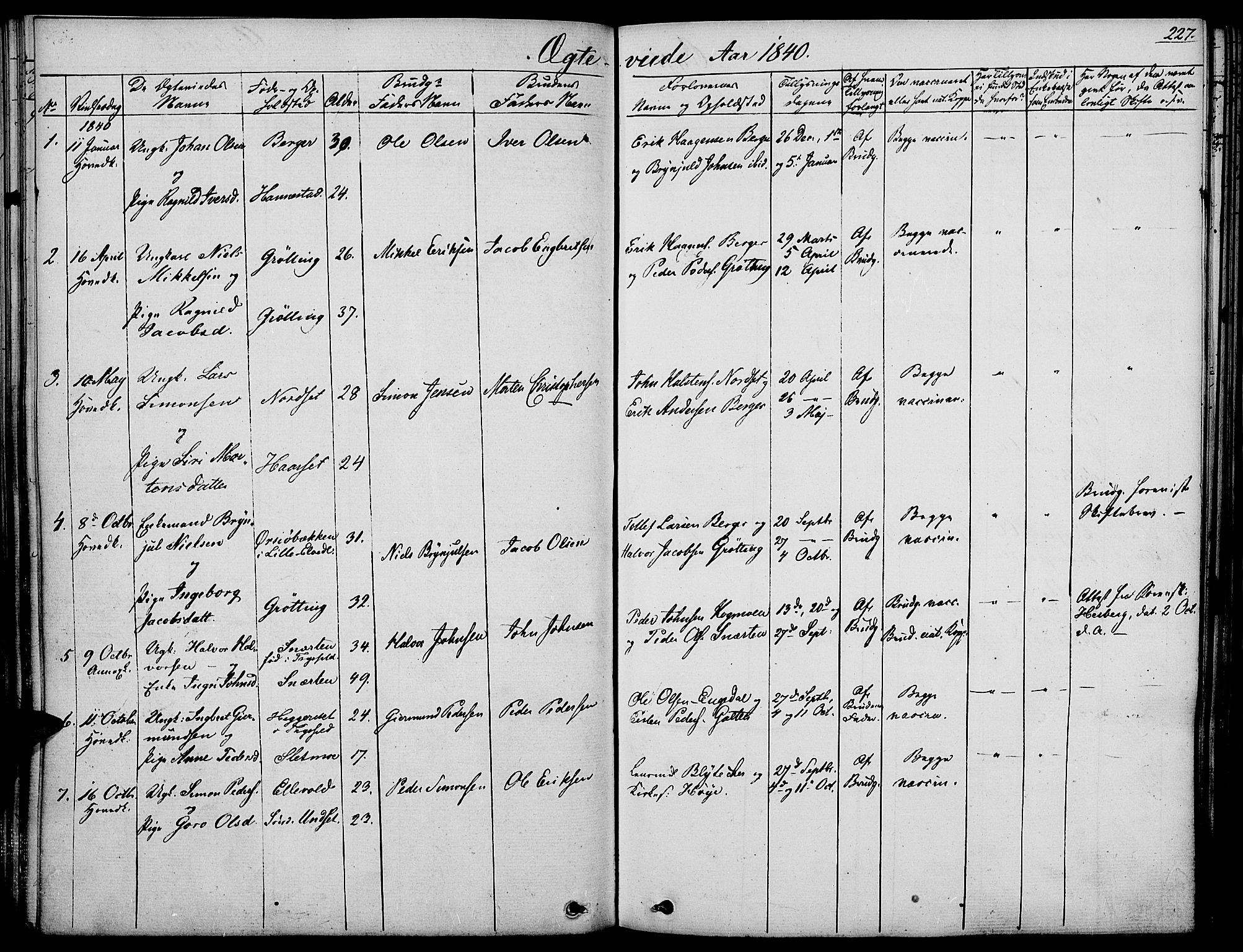 Rendalen prestekontor, SAH/PREST-054/H/Ha/Haa/L0004: Parish register (official) no. 4, 1829-1852, p. 227