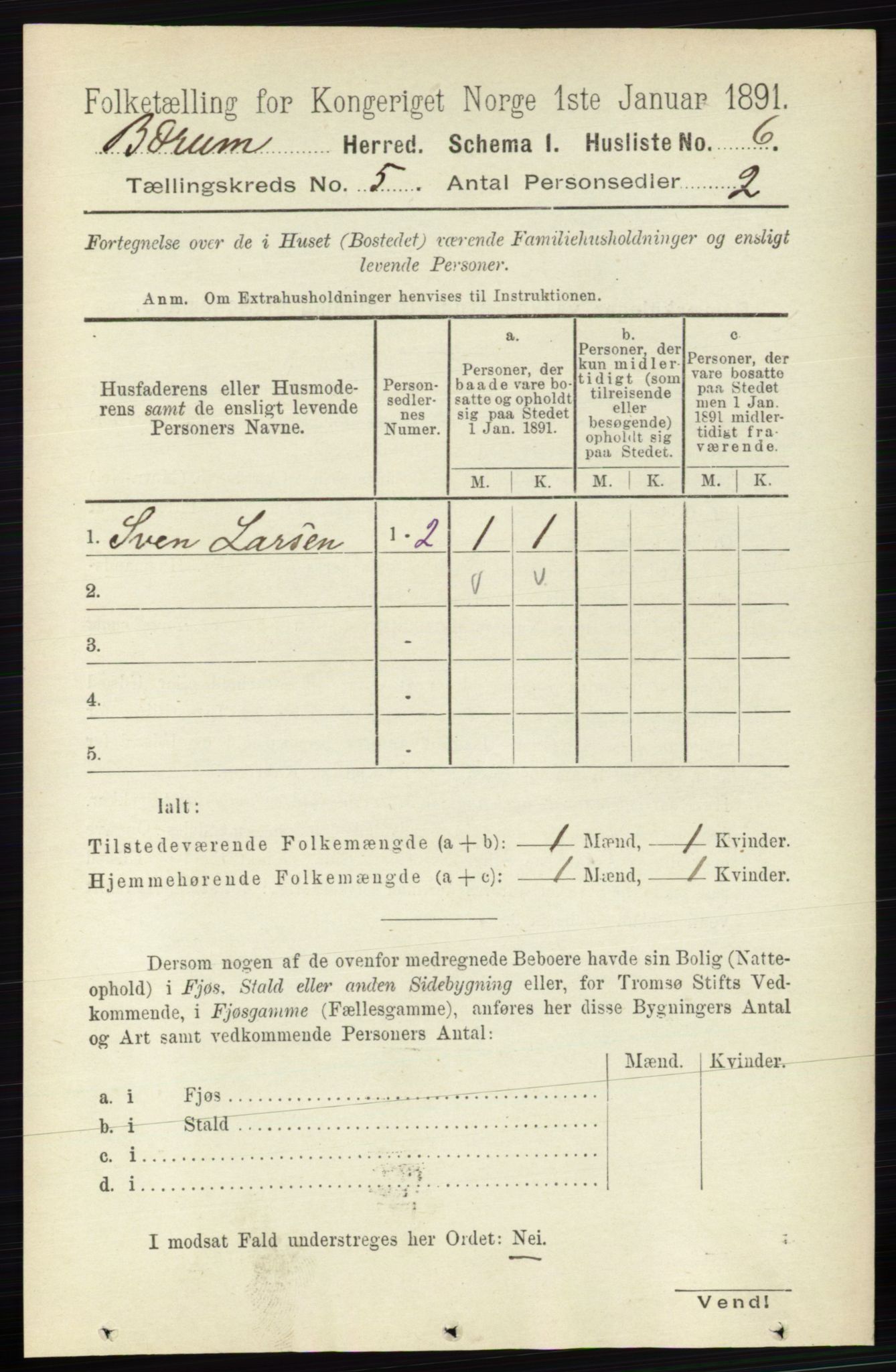 RA, 1891 census for 0219 Bærum, 1891, p. 2942