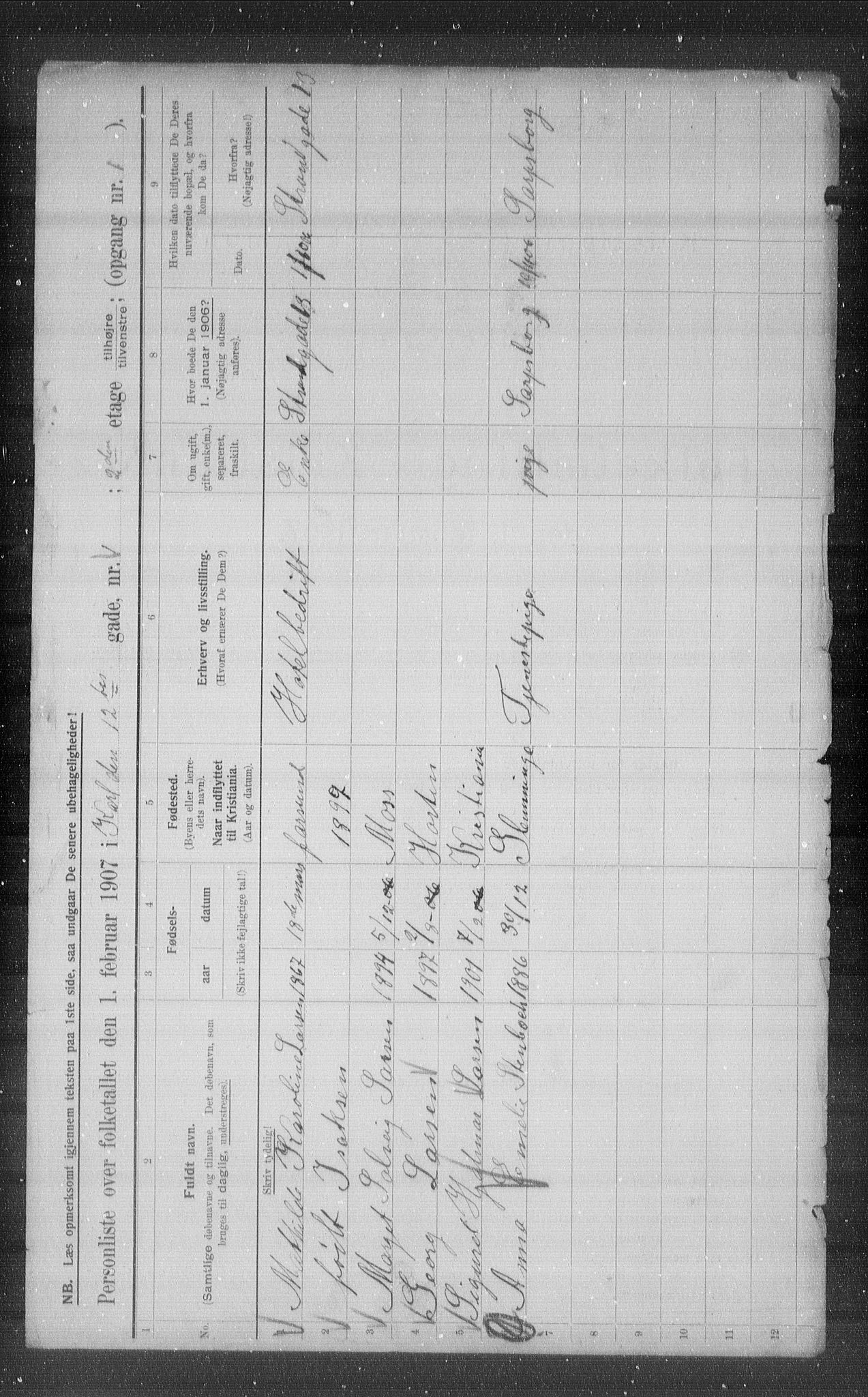 OBA, Municipal Census 1907 for Kristiania, 1907, p. 24608