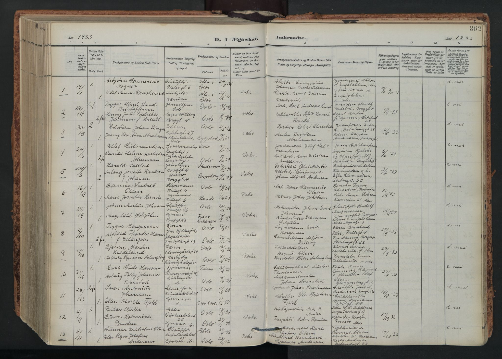 Grønland prestekontor Kirkebøker, AV/SAO-A-10848/F/Fa/L0017: Parish register (official) no. 17, 1906-1934, p. 362