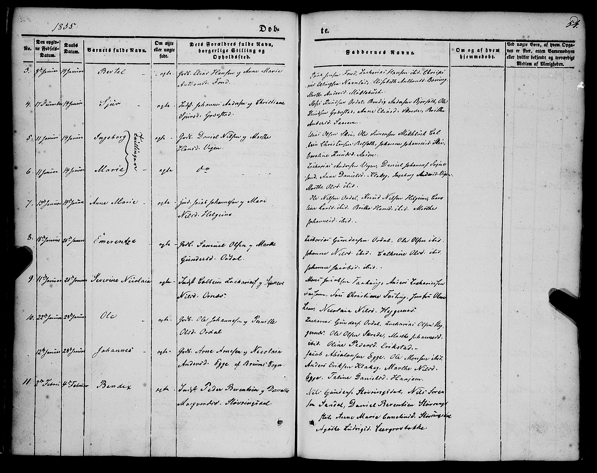 Jølster sokneprestembete, SAB/A-80701/H/Haa/Haaa/L0010: Parish register (official) no. A 10, 1847-1865, p. 54