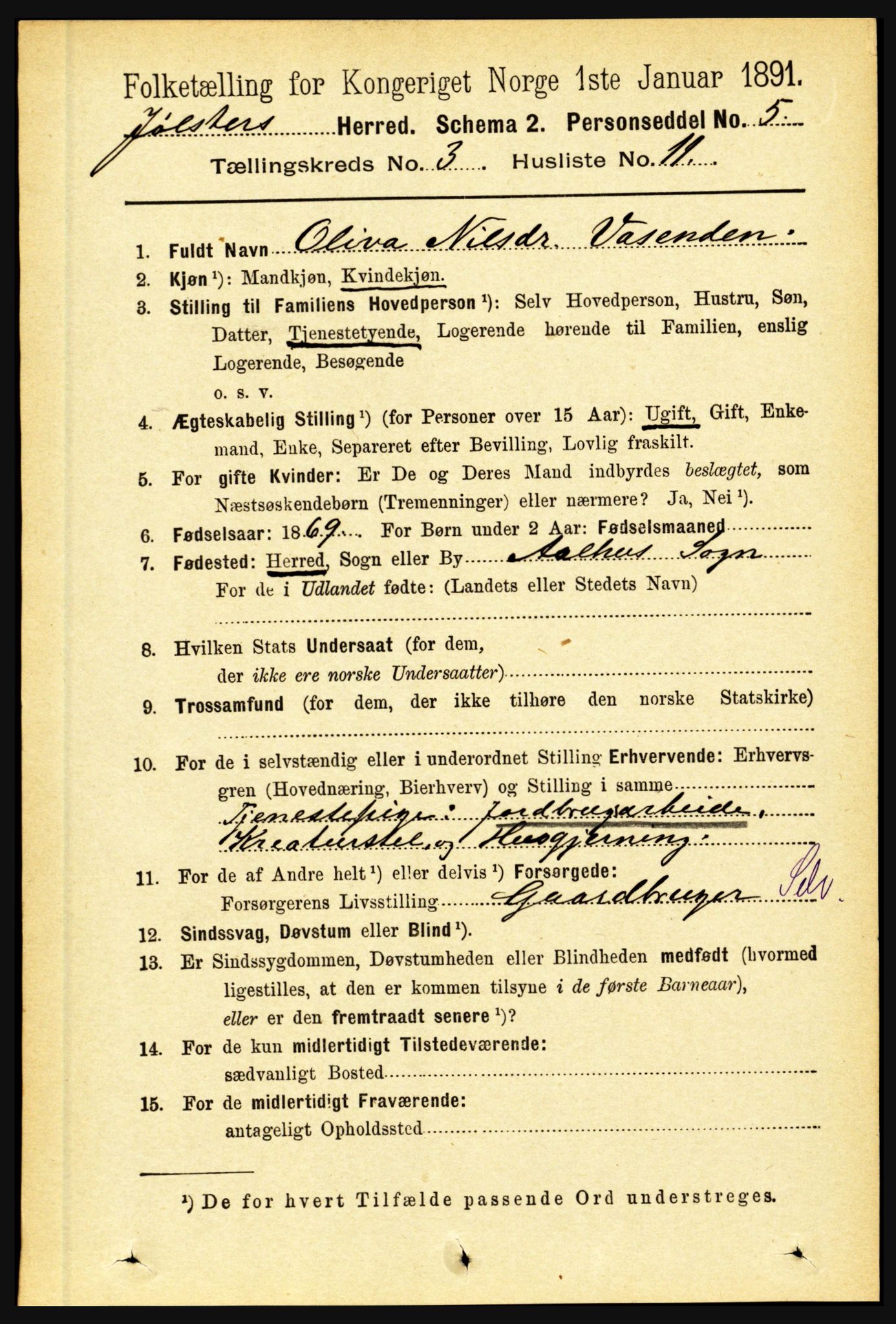 RA, 1891 census for 1431 Jølster, 1891, p. 1048