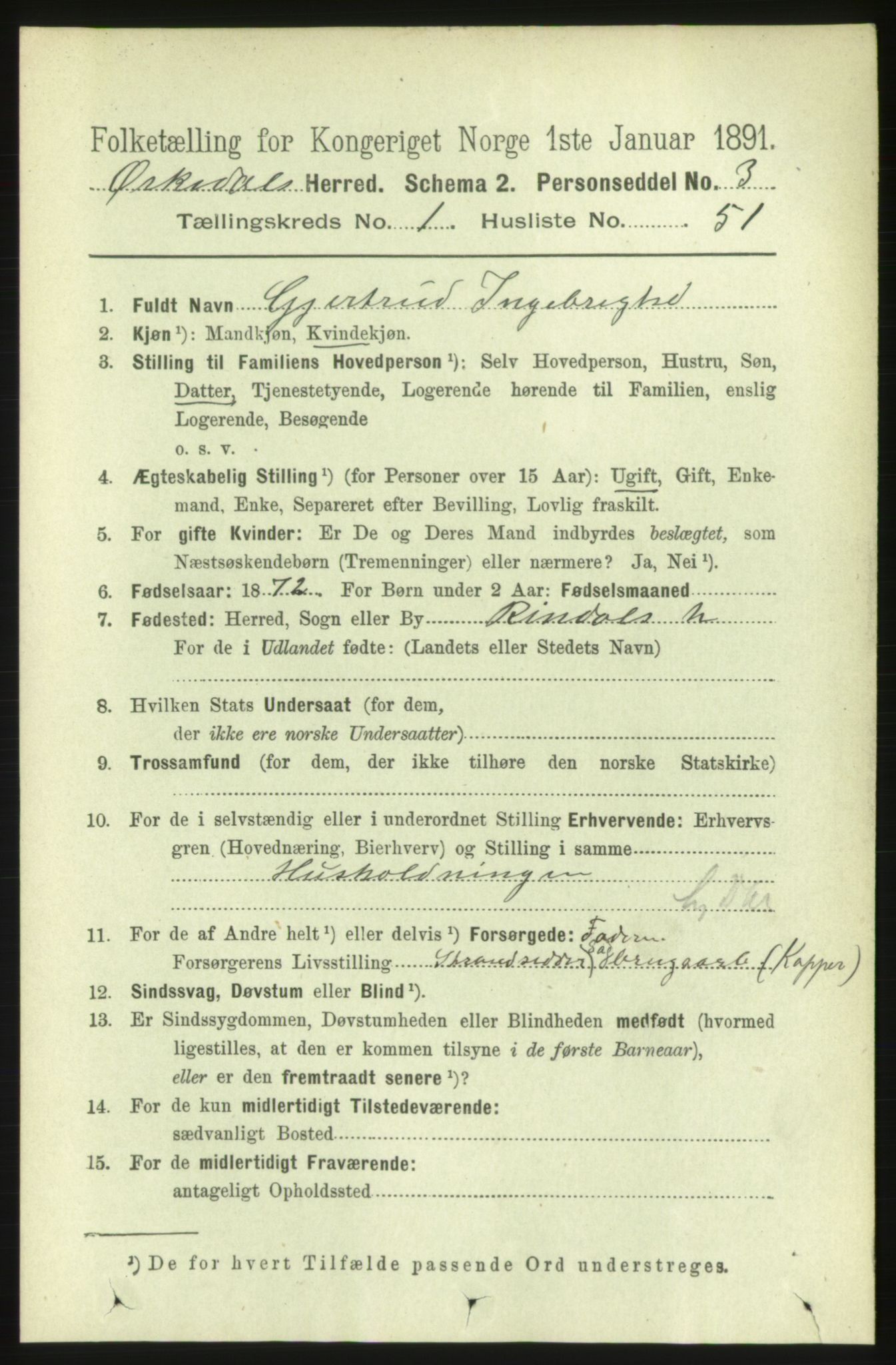 RA, 1891 census for 1638 Orkdal, 1891, p. 508